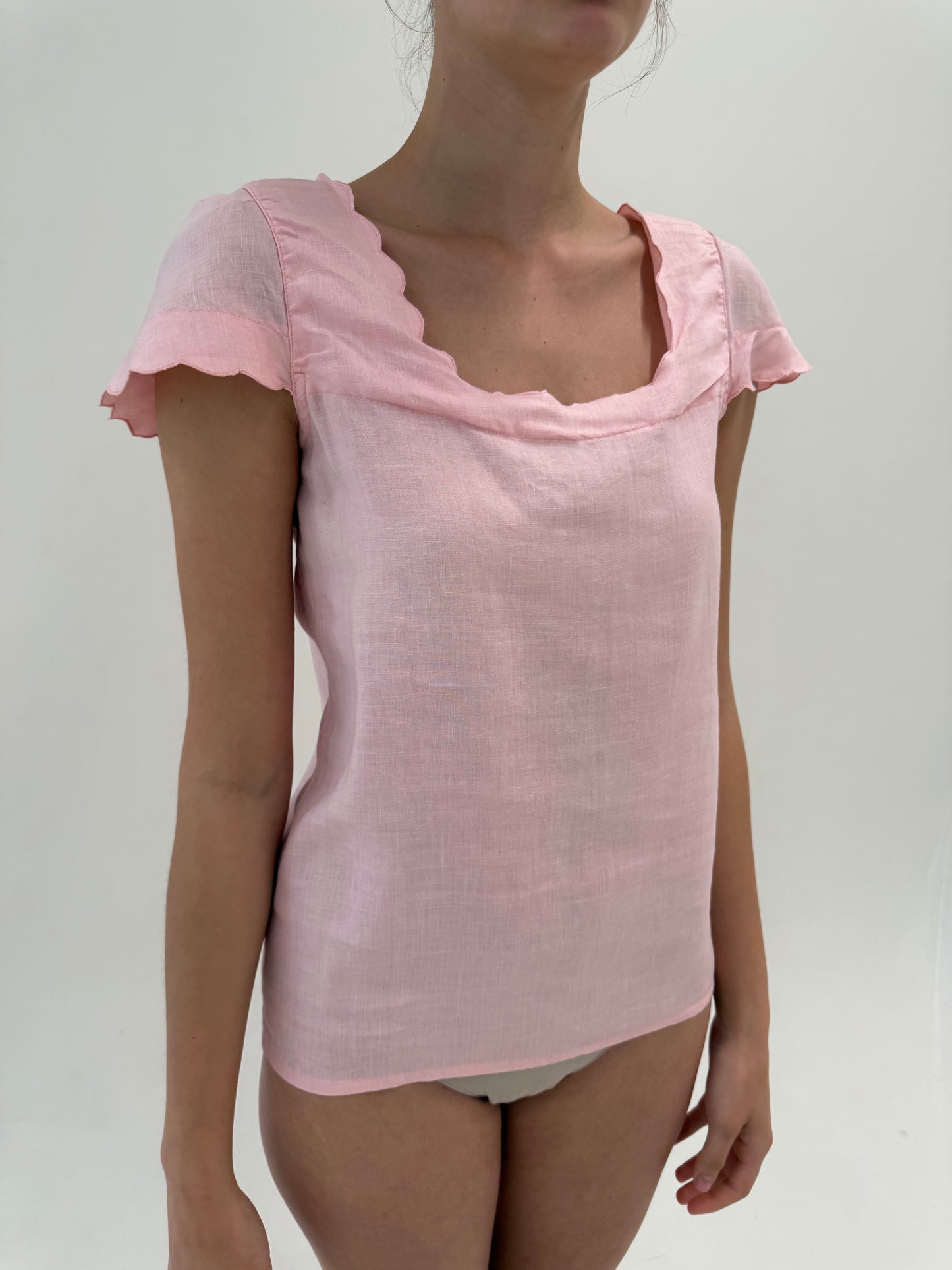 Top vintage roz pudrat din în în stil Chloe