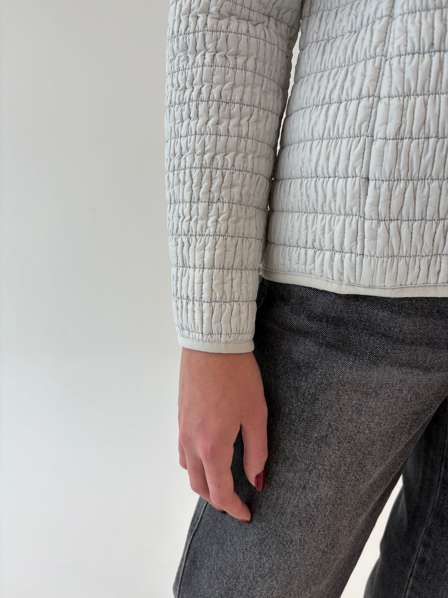 Jacheta premium italiană silver gray cambrata și matlasata impermeabilă