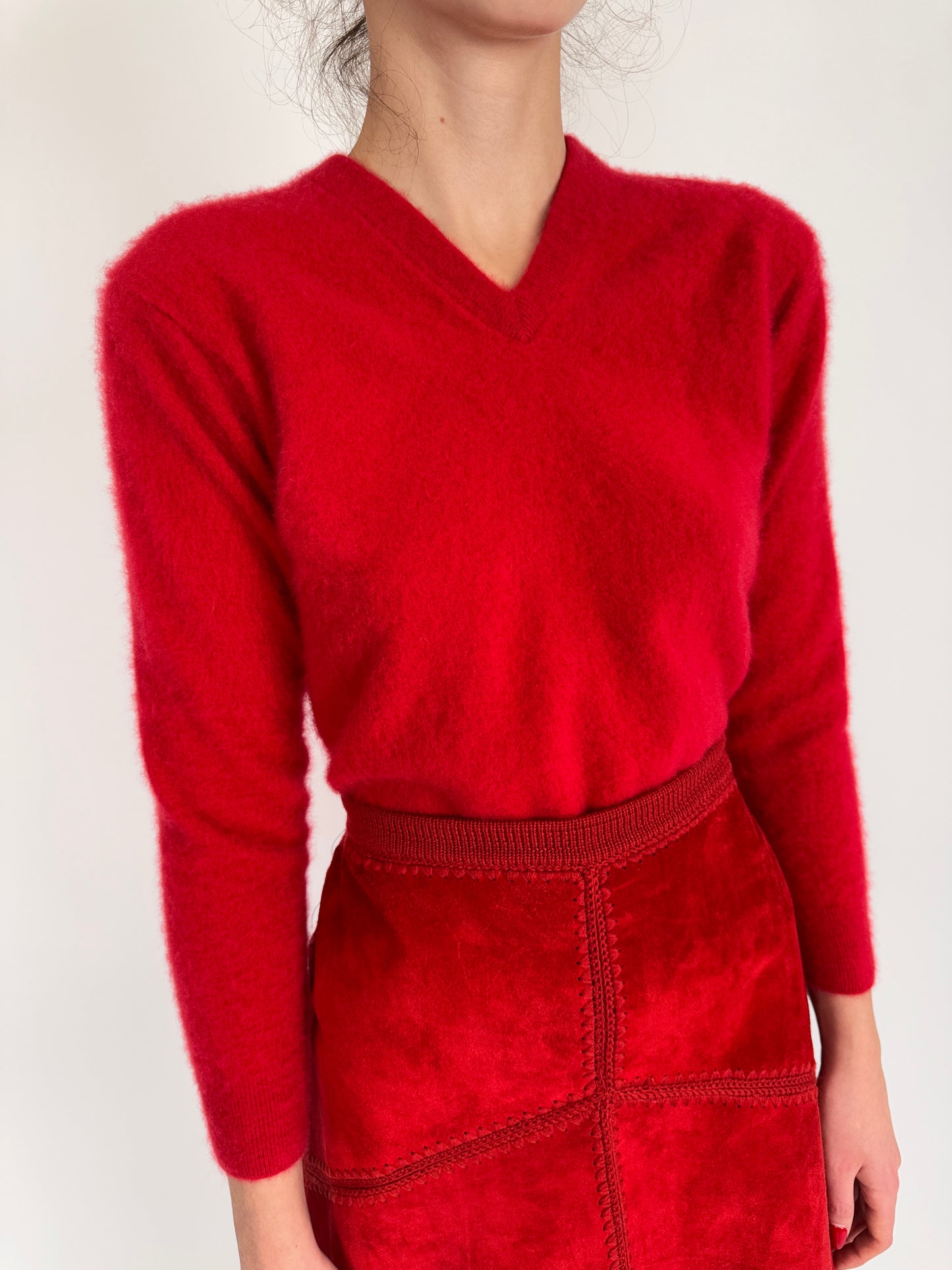 Pulover petite cherry red din cașmir gros multiply