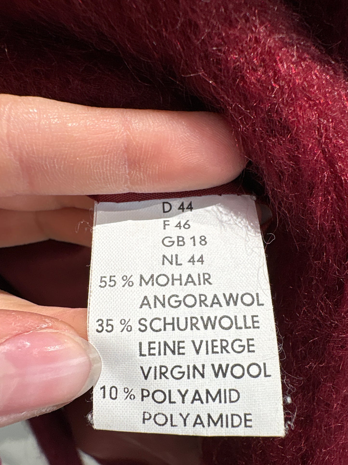 Sacou luxury burgundy din stofă plină de lana cu mohair