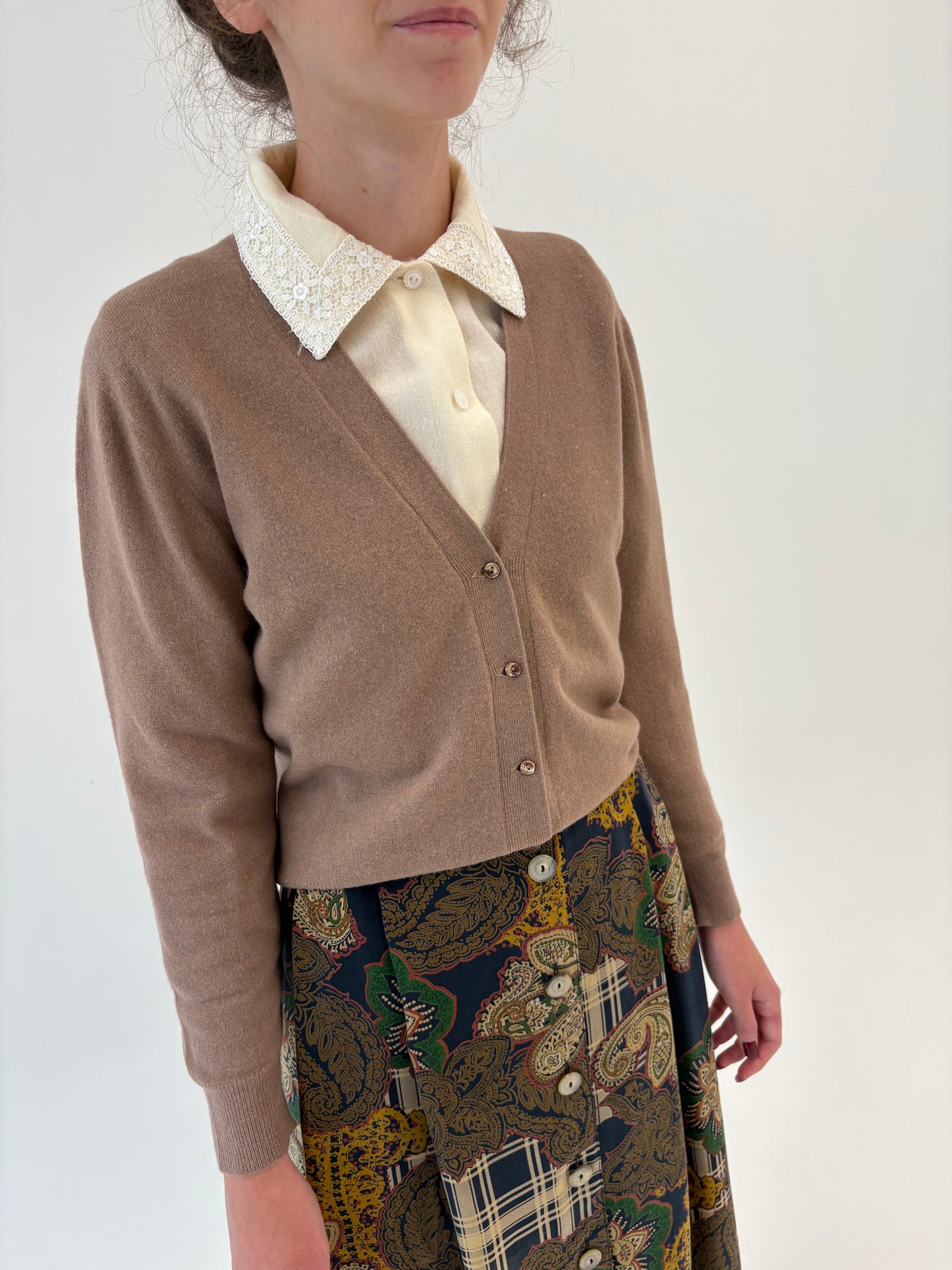 Cardigan petite cafe au lait din lana extrafina