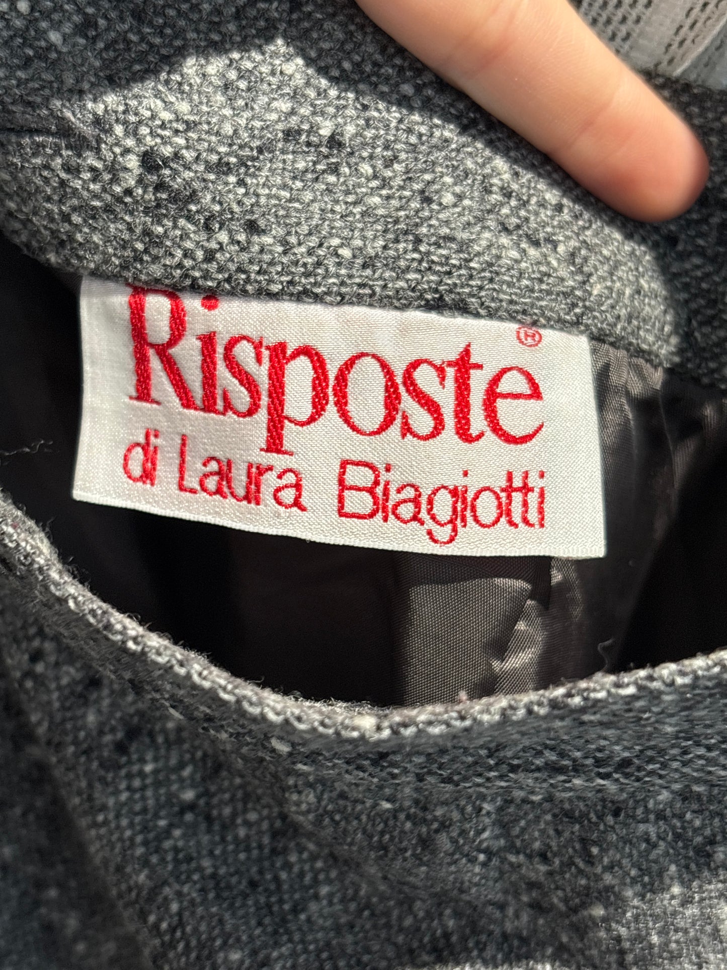 Fustă vintage de brand luxury italian din tweed lana cu mătase naturală