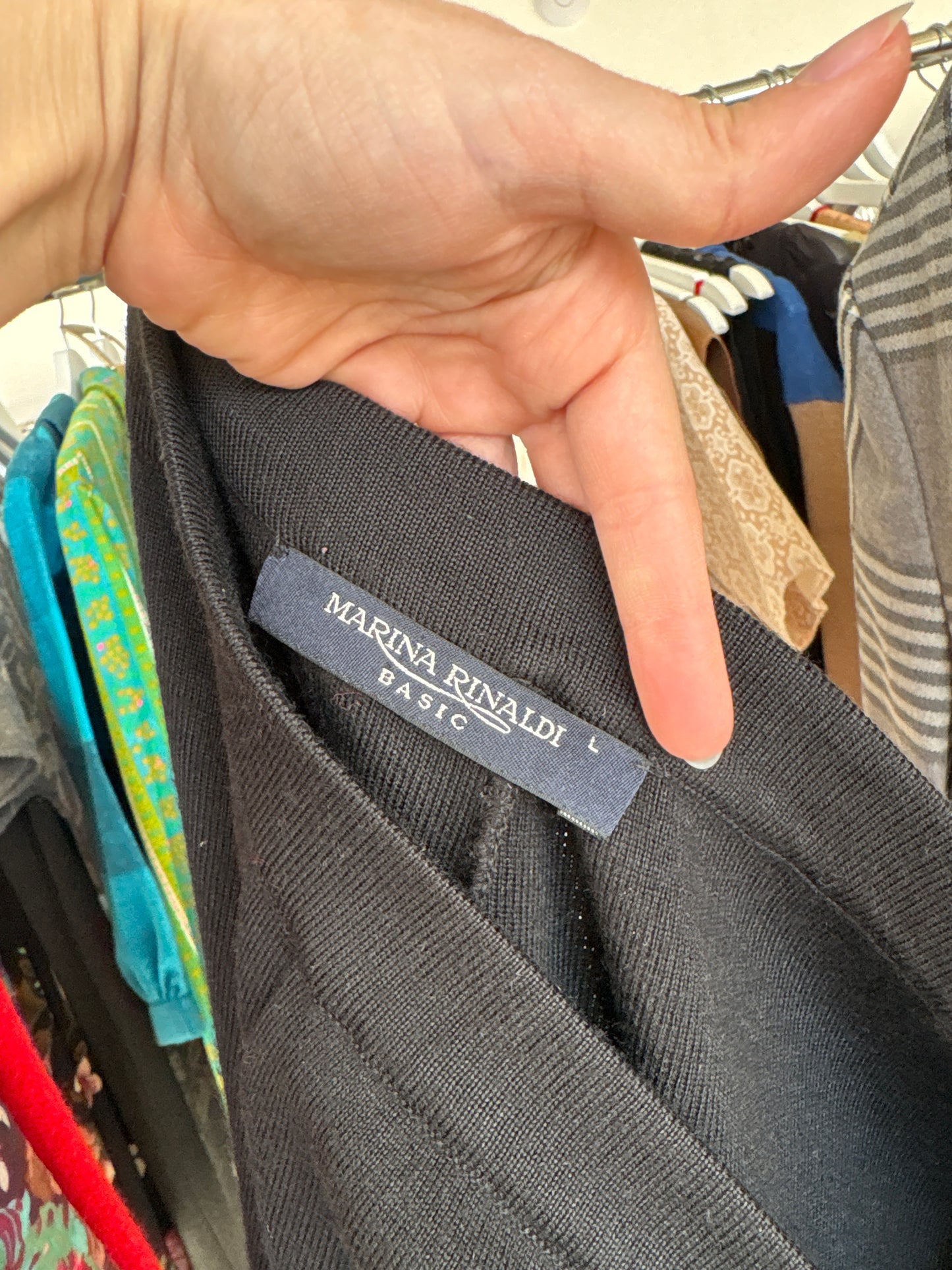 Pantaloni luxury de brand plus size Marina Rinaldi din tricot de lana extrafina