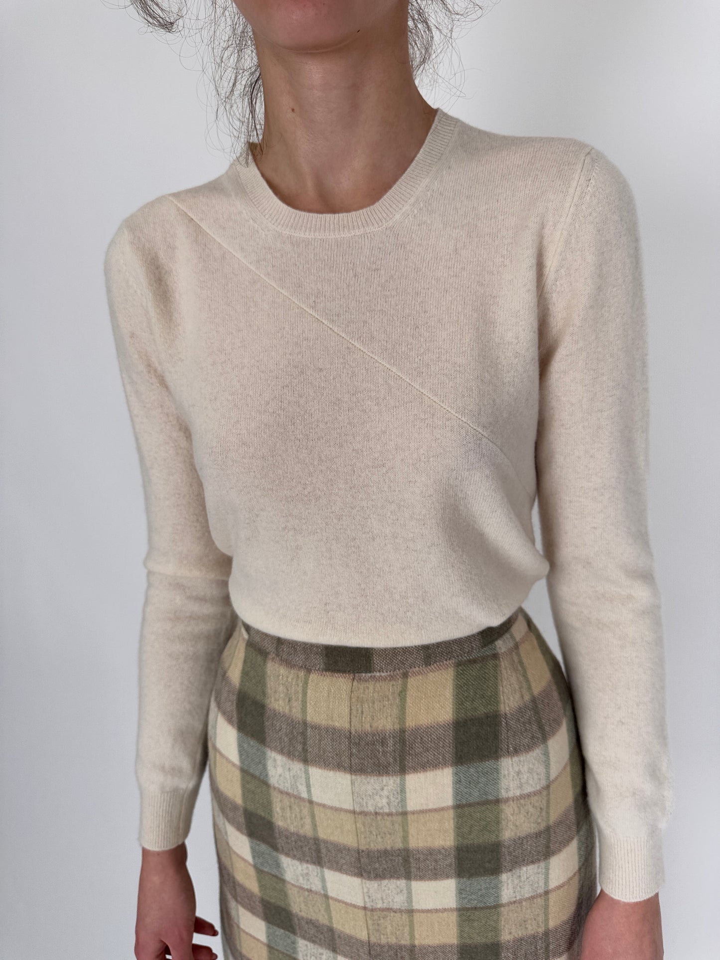 Pulover ivoire de brand premium italian din lana merino extrafina