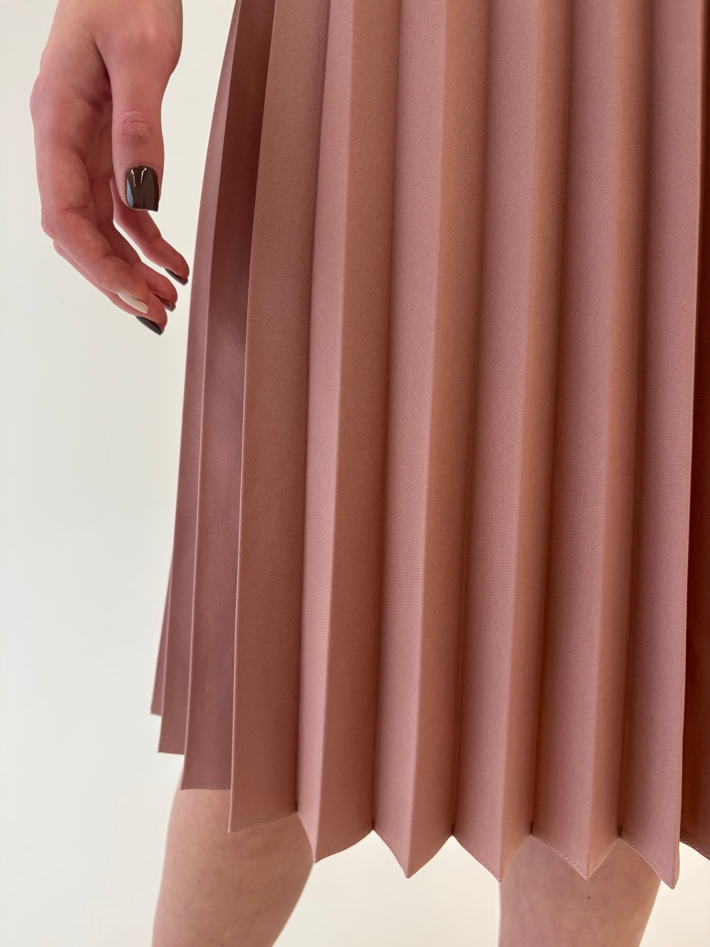 Fustă vintage plisată dusty pink cu talie ultra înaltă