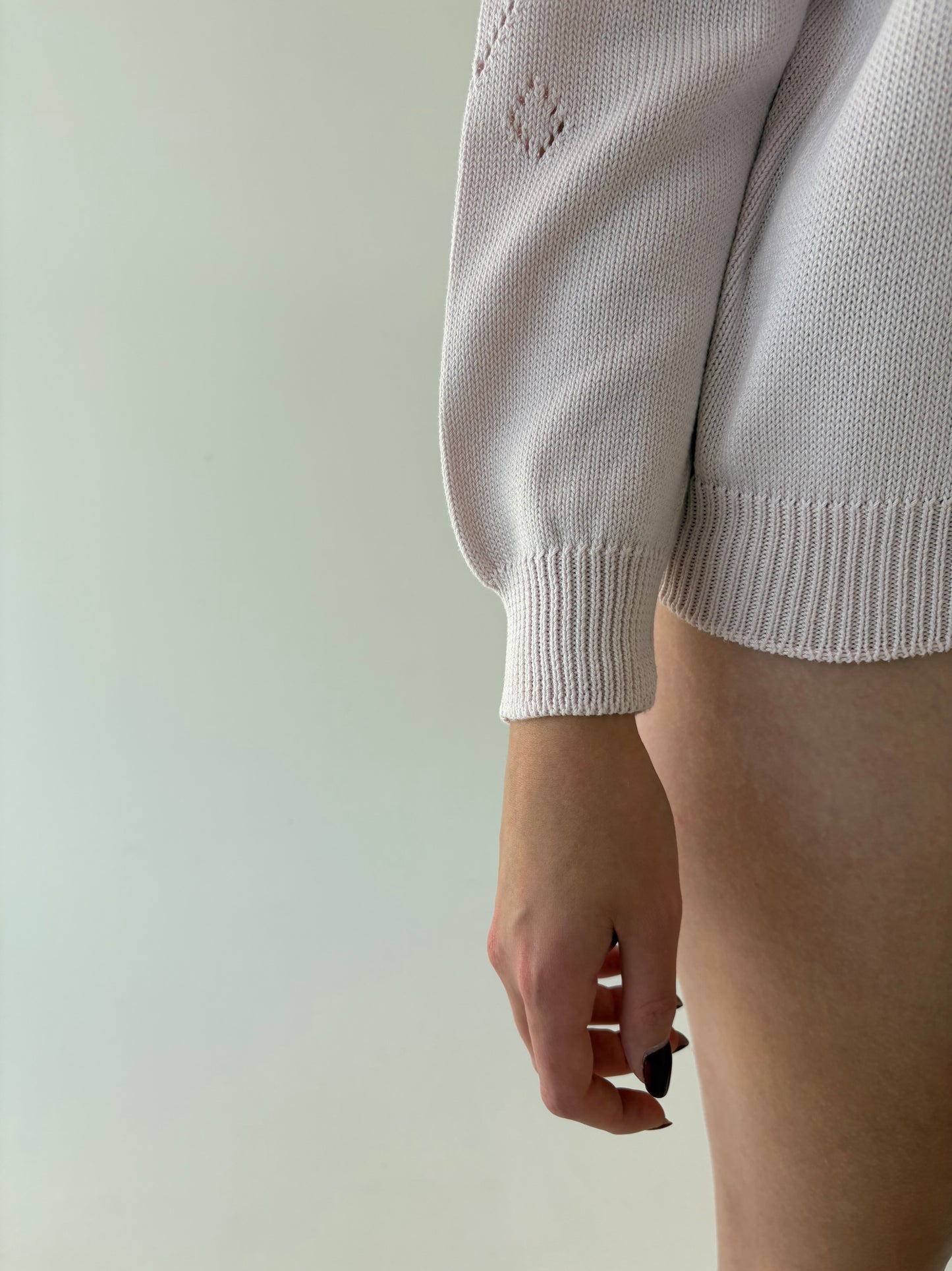 Pulover de brand luxury de tricotaje Italian powder pink din bumbac de gramaj mare