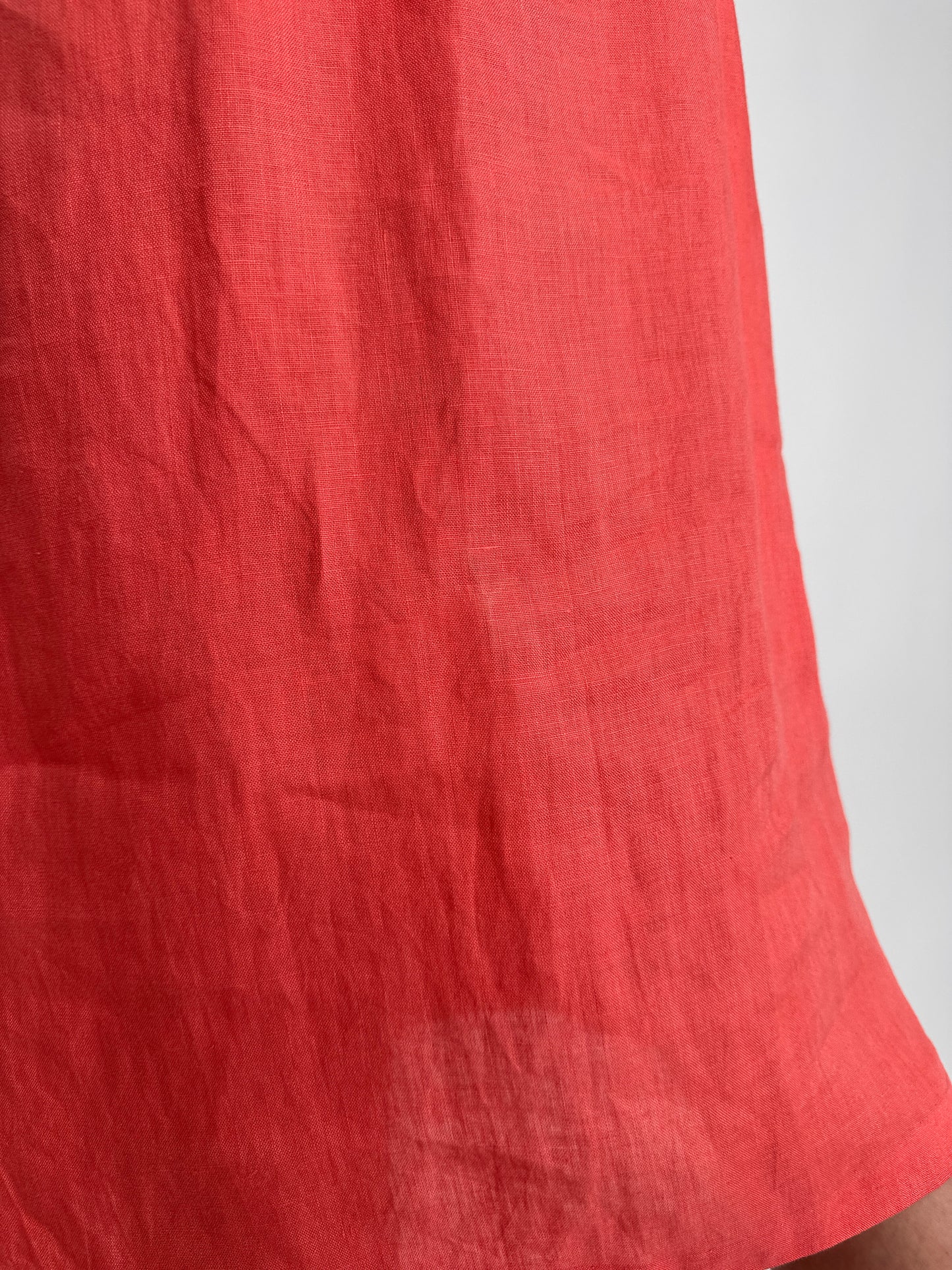 Rochie salmon pink tip cămașă din in extrafina și moale