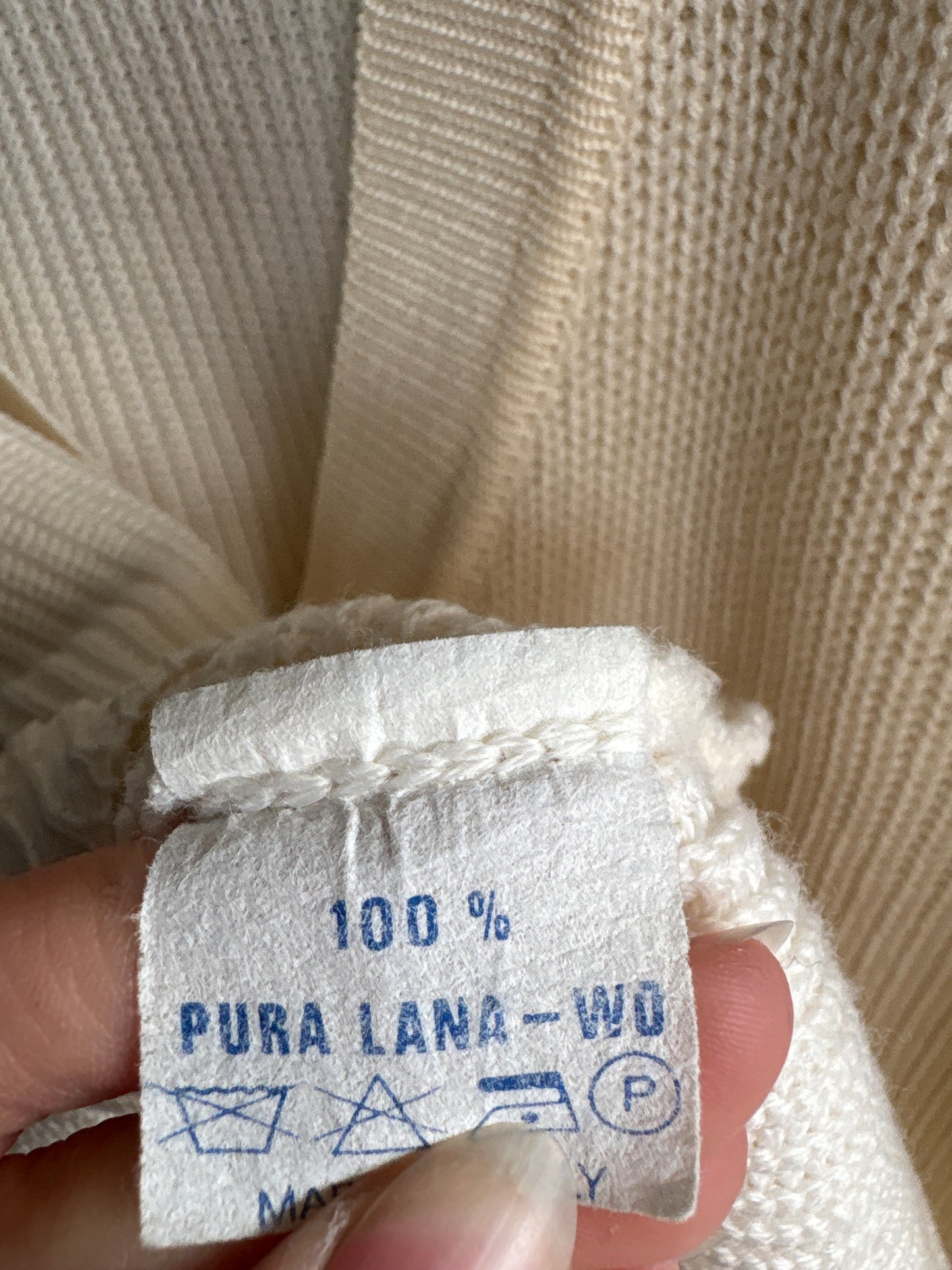 Cardigan vintage petite din lana extrafina de gramaj mare off white