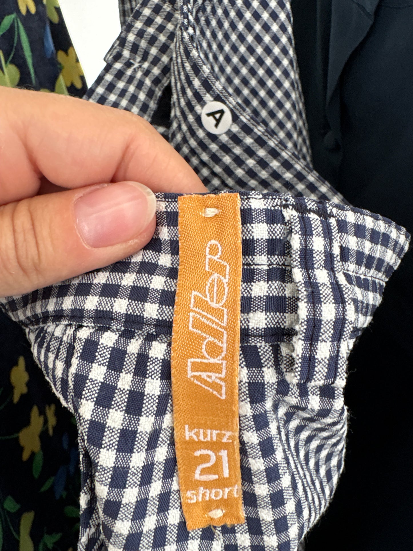 Pantaloni gingham confort din seersucker cu talie ultra înaltă elastică