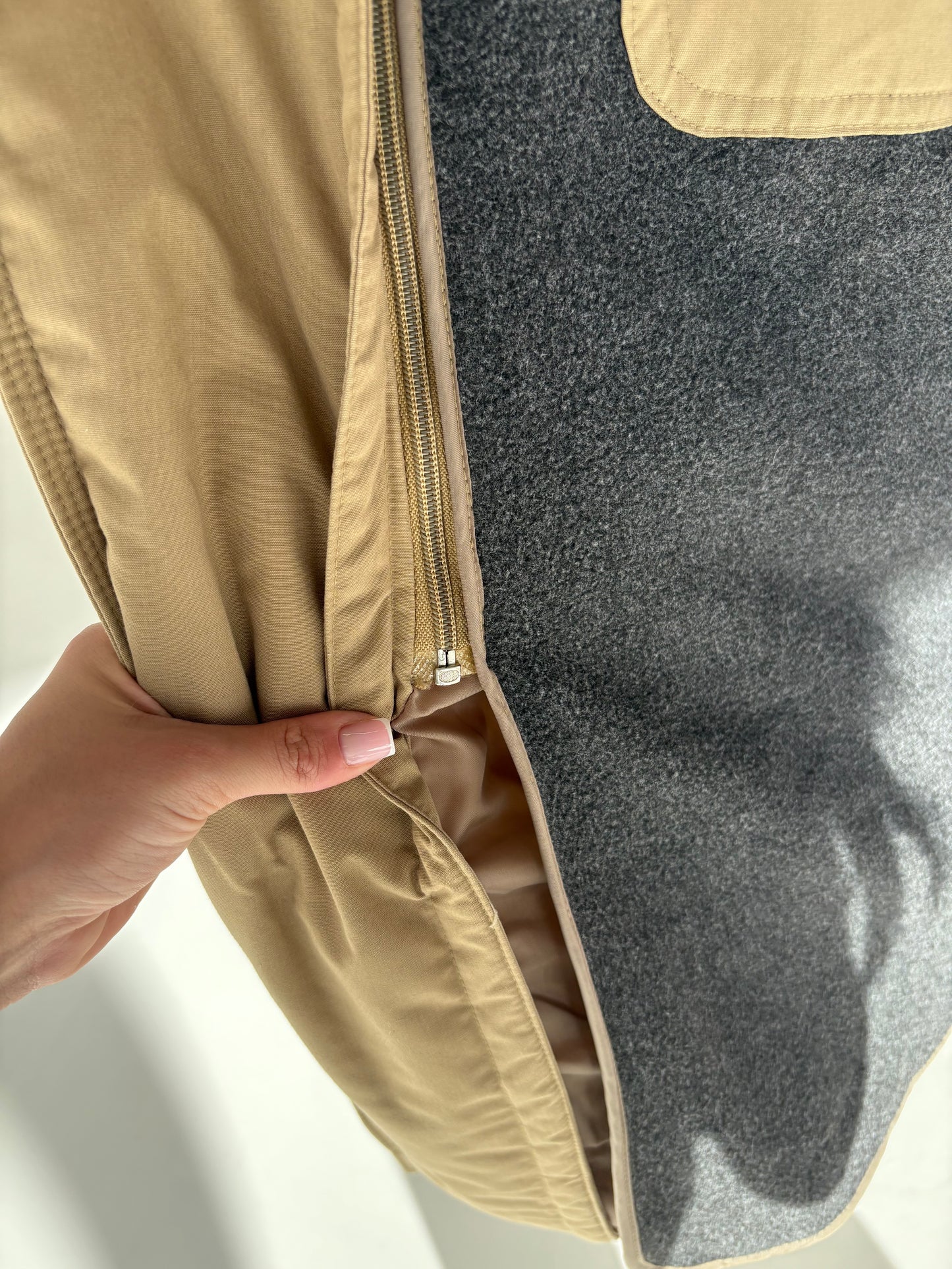 Trench vintage camel petite cu liner detașabil de lana extrafina