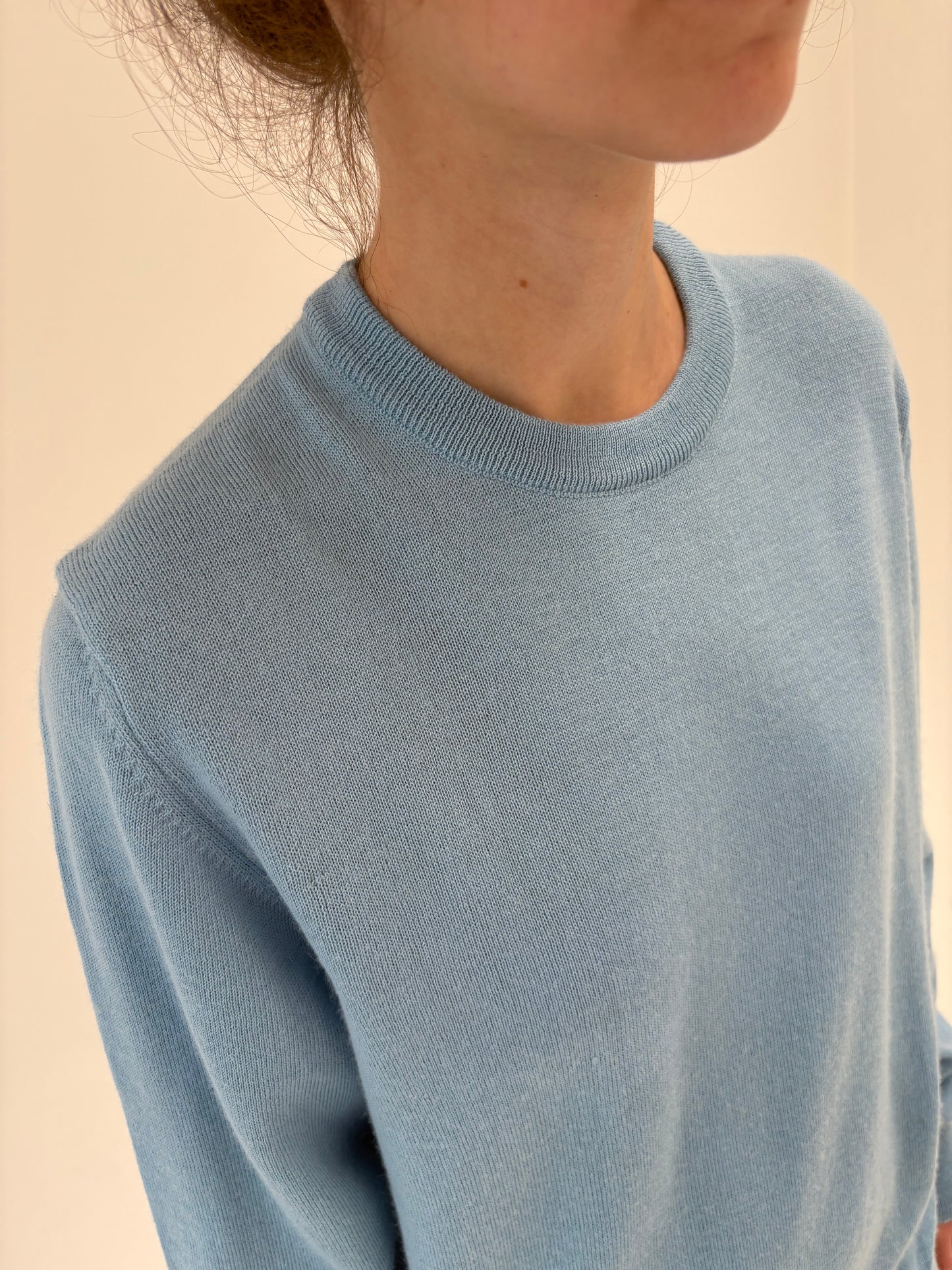 Pulover baby blue tall din lana merino extrafina de gramaj mare