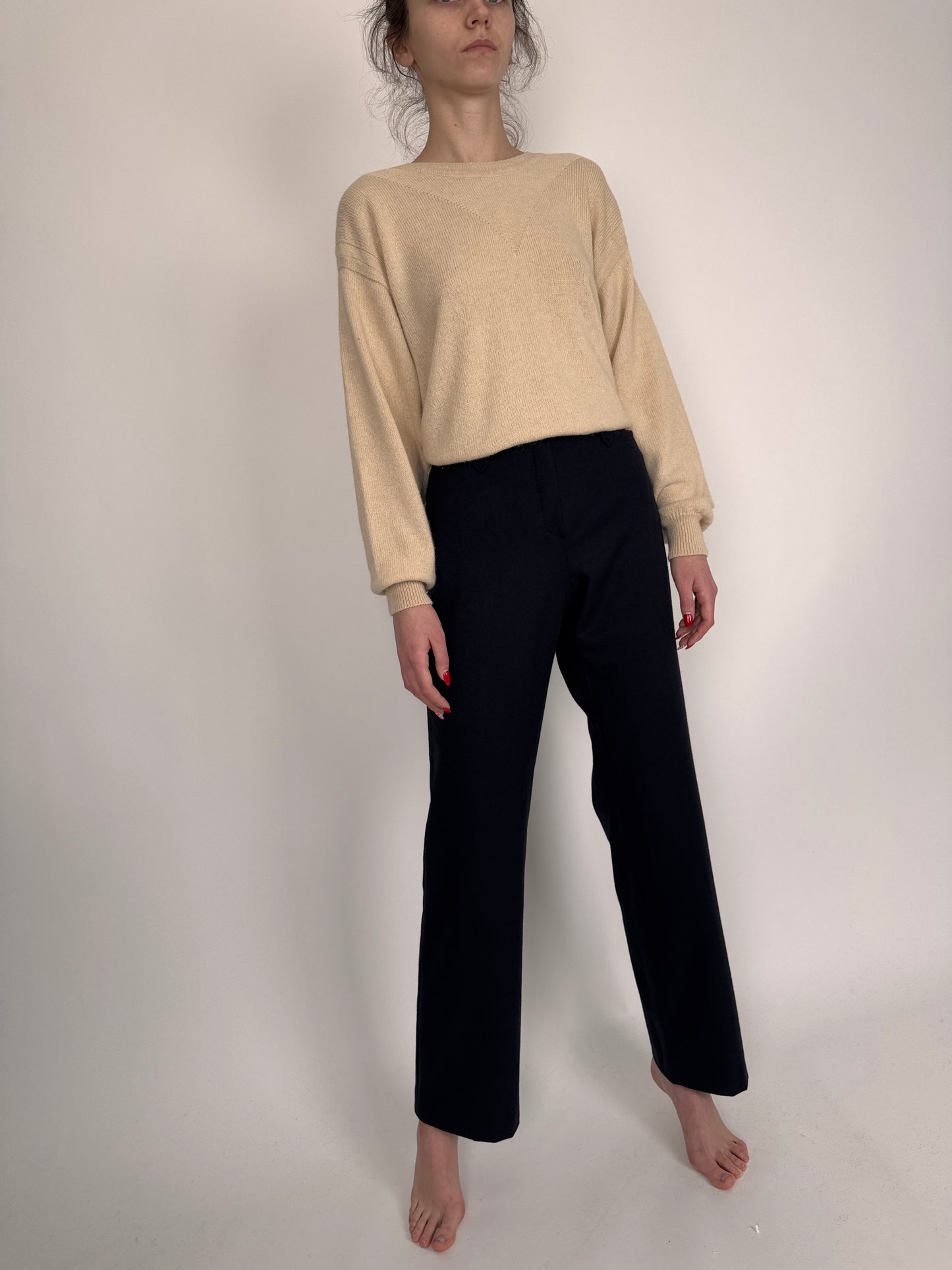 Pantalonii tall confort din stofă de lana extrafina cu un touch de elastan