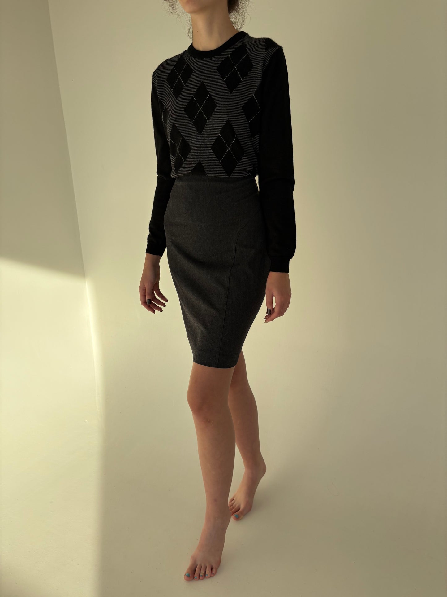 Fustă italiană din lana extrafina confort strech cu talie ultra înaltă