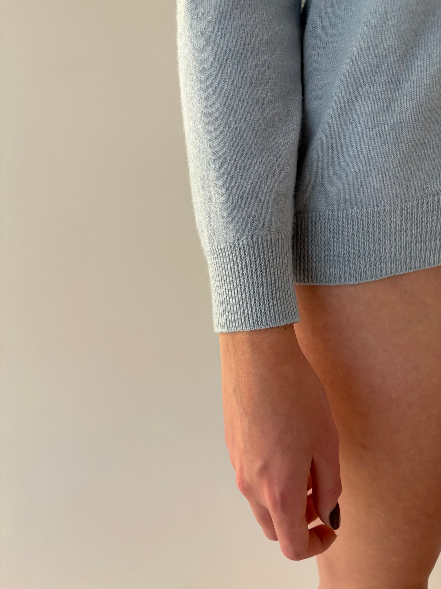 Pulover italian baby blue petite din lana merino extafina