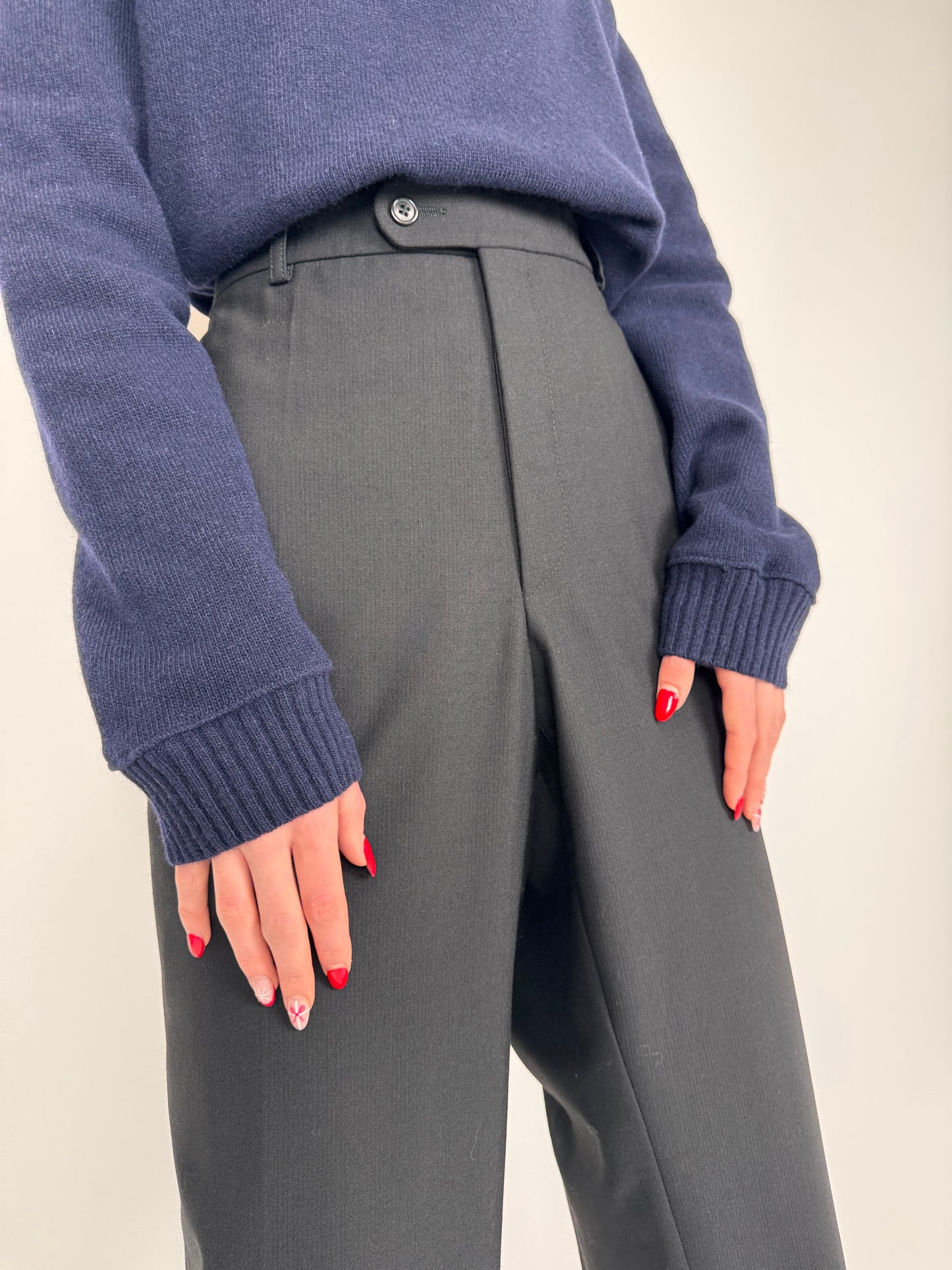 Pantaloni tall charcoal gray din lana extrafina
