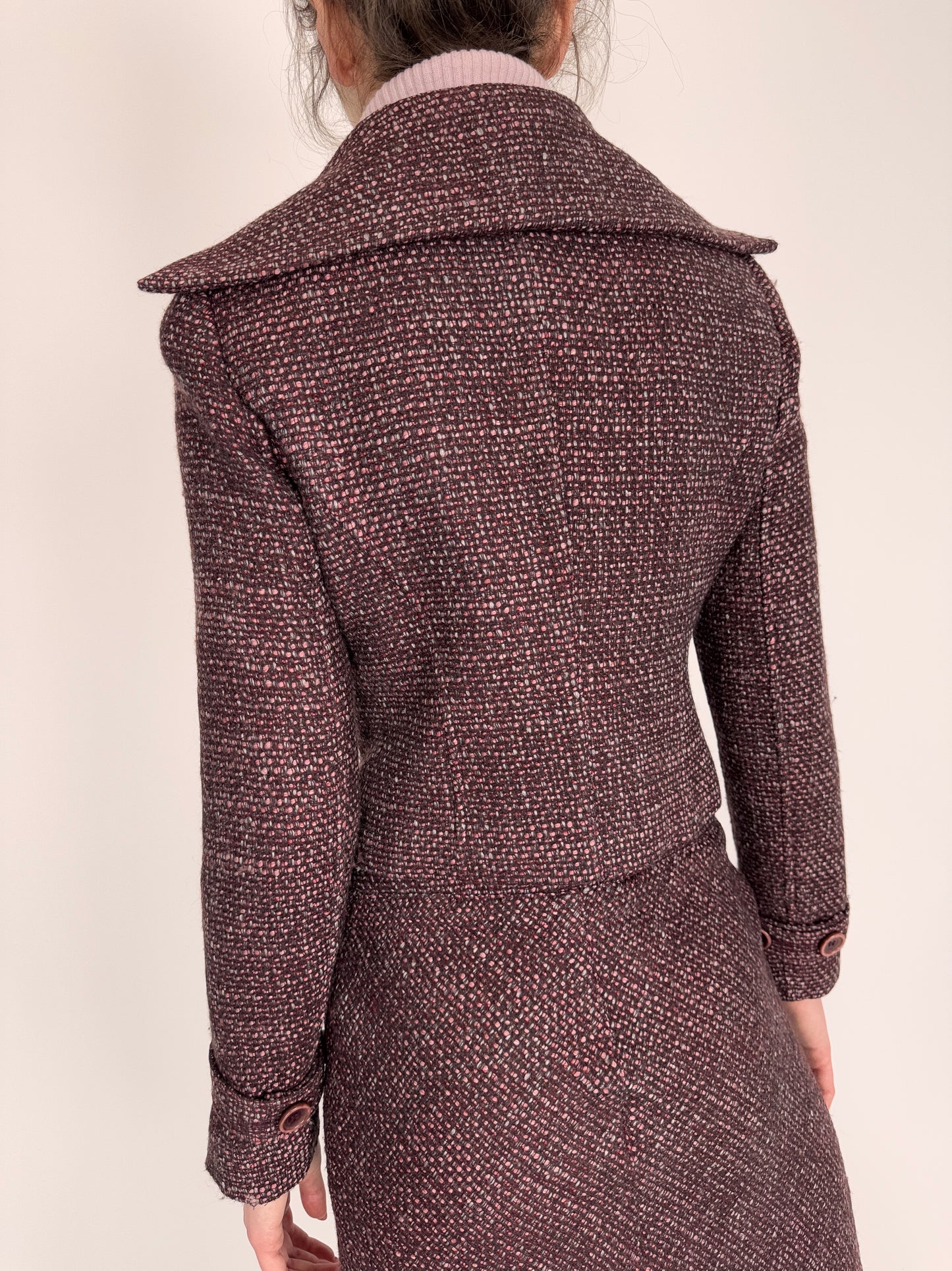 Set luxury italian Patrizia Pepe din tweed de lana extrafina și vascoza