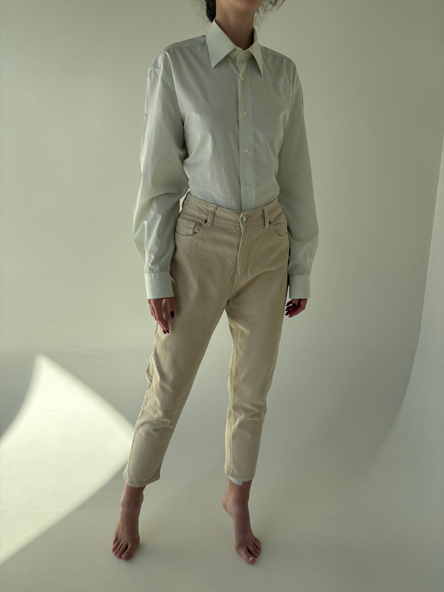 Jeans camel mom fit ultra confort modelatori cu talie ultra înaltă