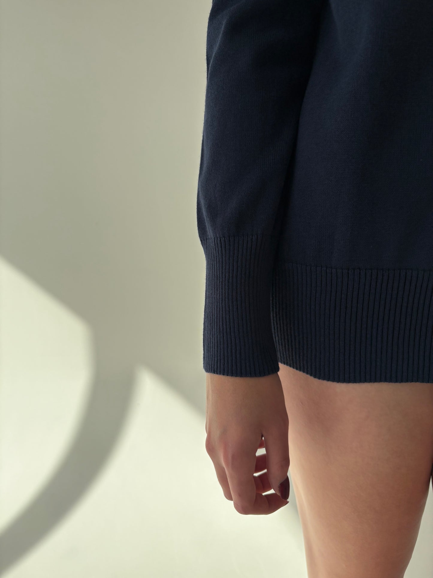 Puloveras în anchior Jeans blue din bumbac cu certificare Oeko-Tex® Standard 100