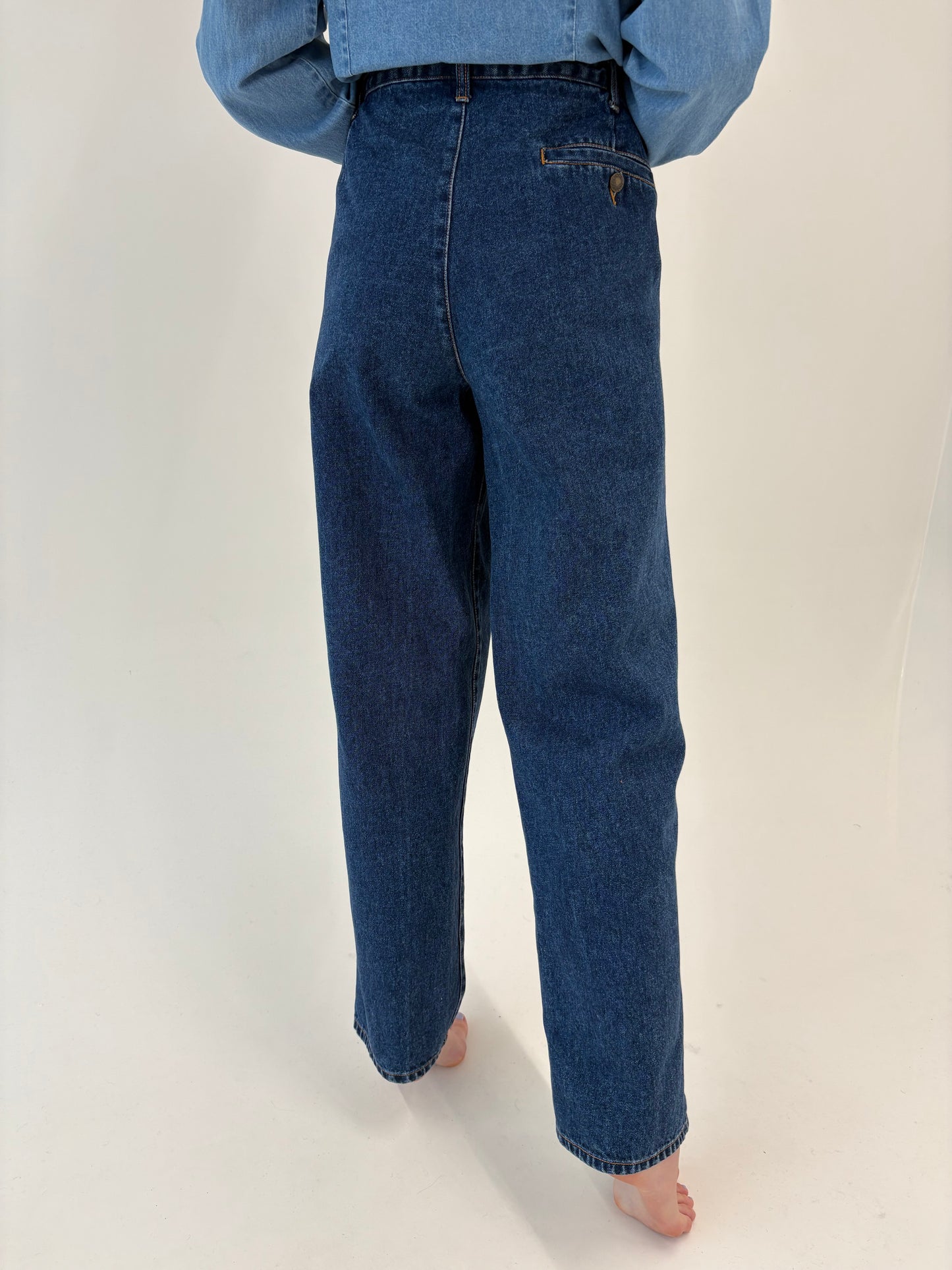 Jeans vintage tall groși cu talie înaltă classic wash