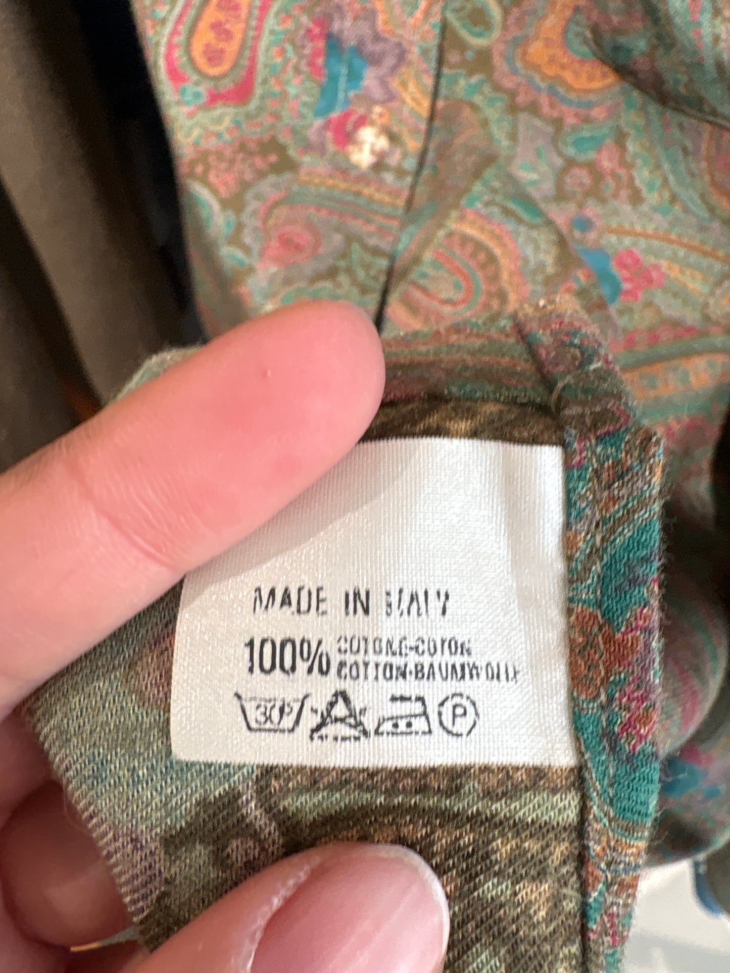 Cămașa vintage italiană în croi lejer cu print paisley superb din bumbac gros