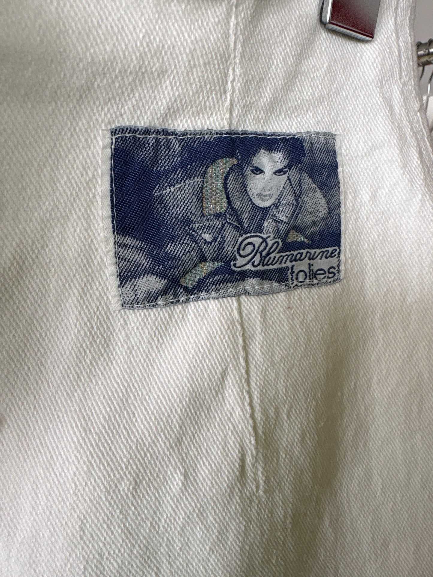 Fusta luxury vintage Blumarine cu aplicații manuale transparente din jeans modelator
