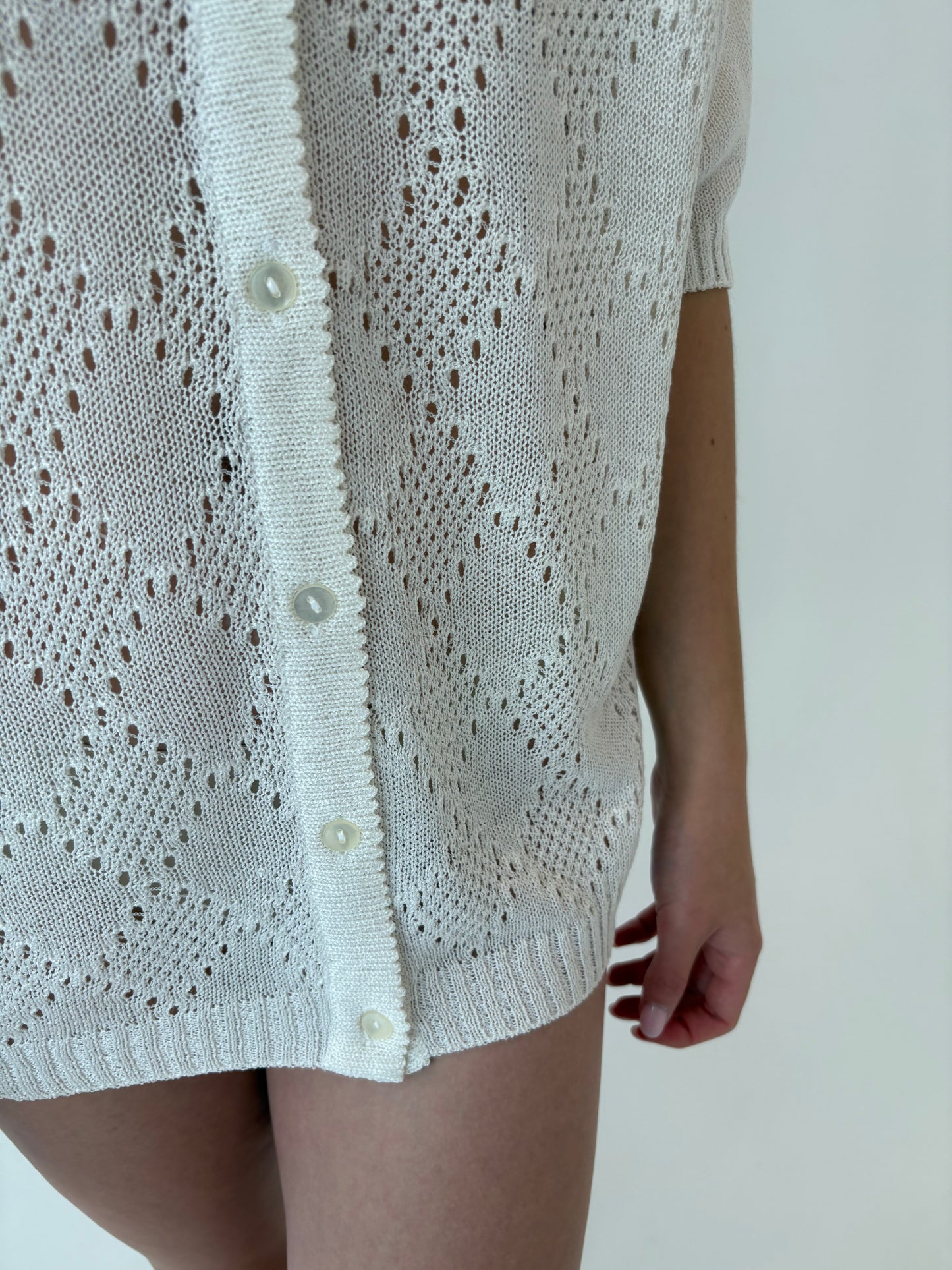 Top vintage butter white din jerse dantelat