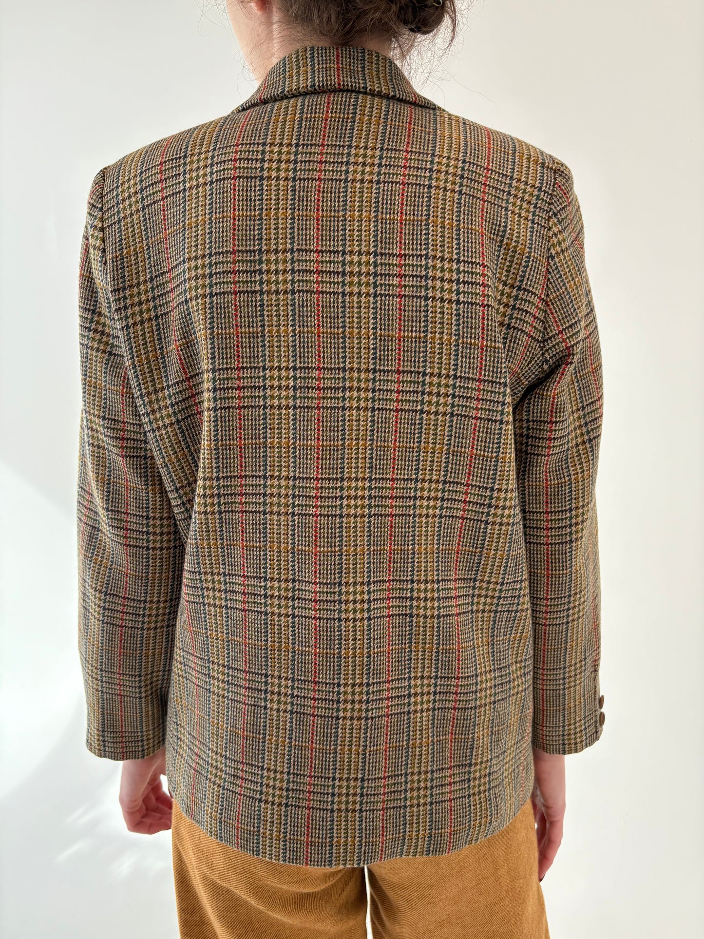 Sacou vintage petite camel italian din tweed excepțional de lana cu închidere dublă