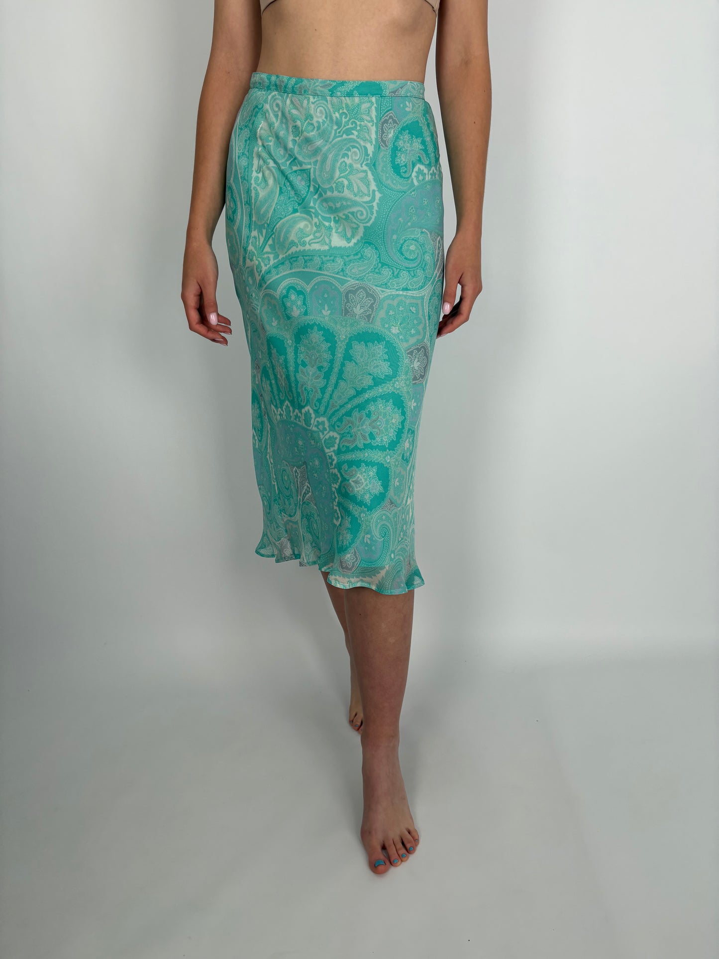 Fustă de brand luxury plus size Marina Rinaldi cu print paisley