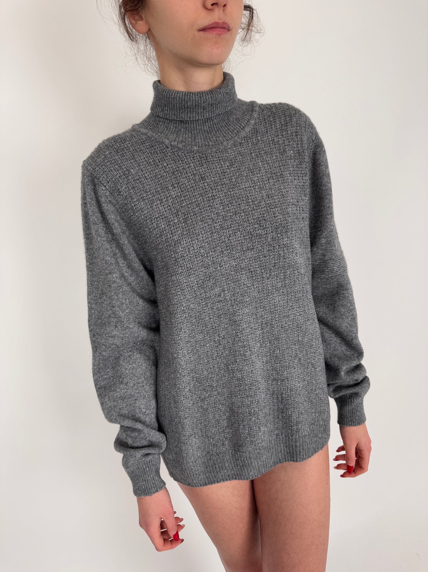 Maleta din lana merino extrafina multiply texturata pebble gray