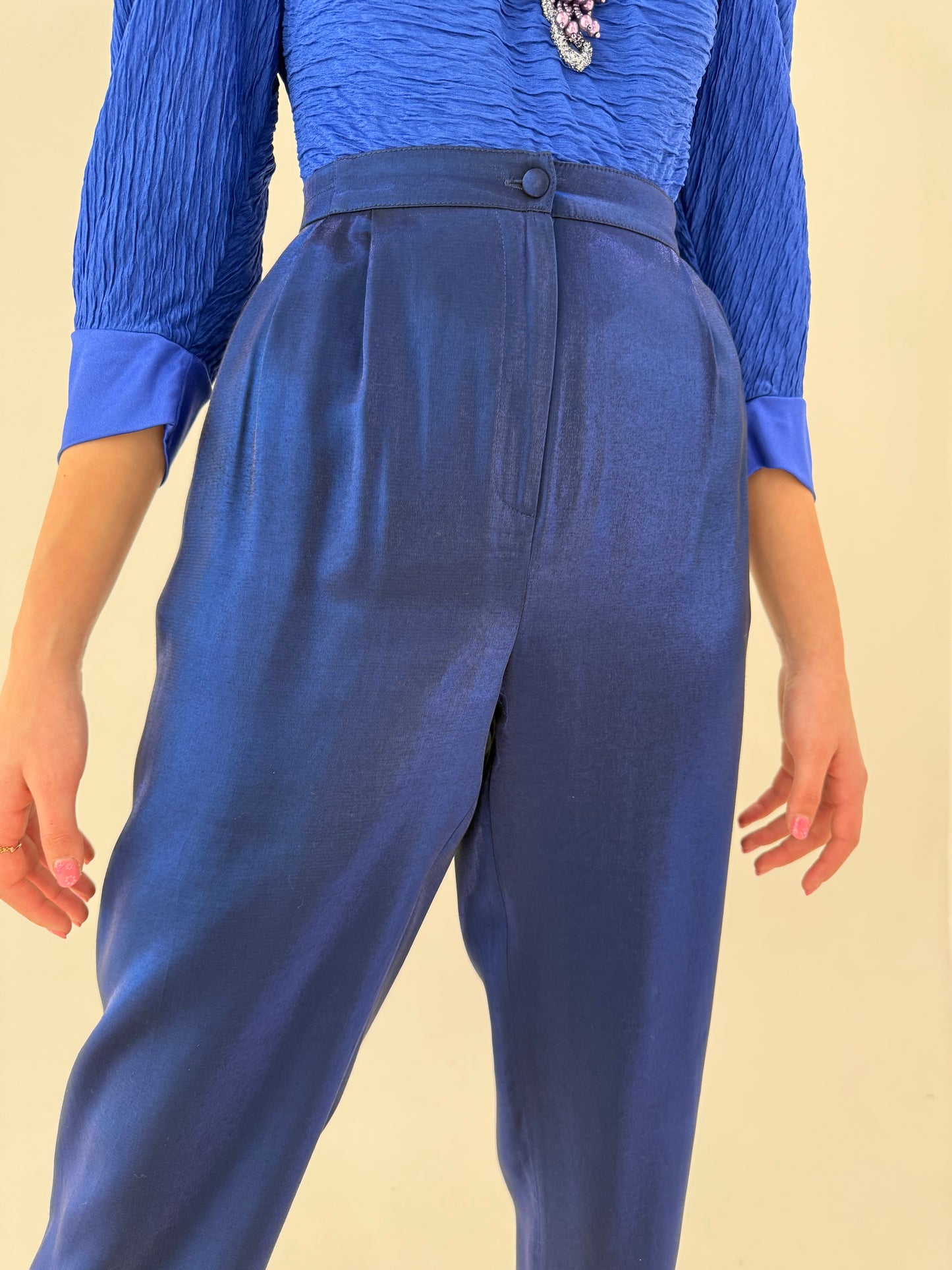 Pantaloni perlati cu talie ultra înaltă de la zi la seară