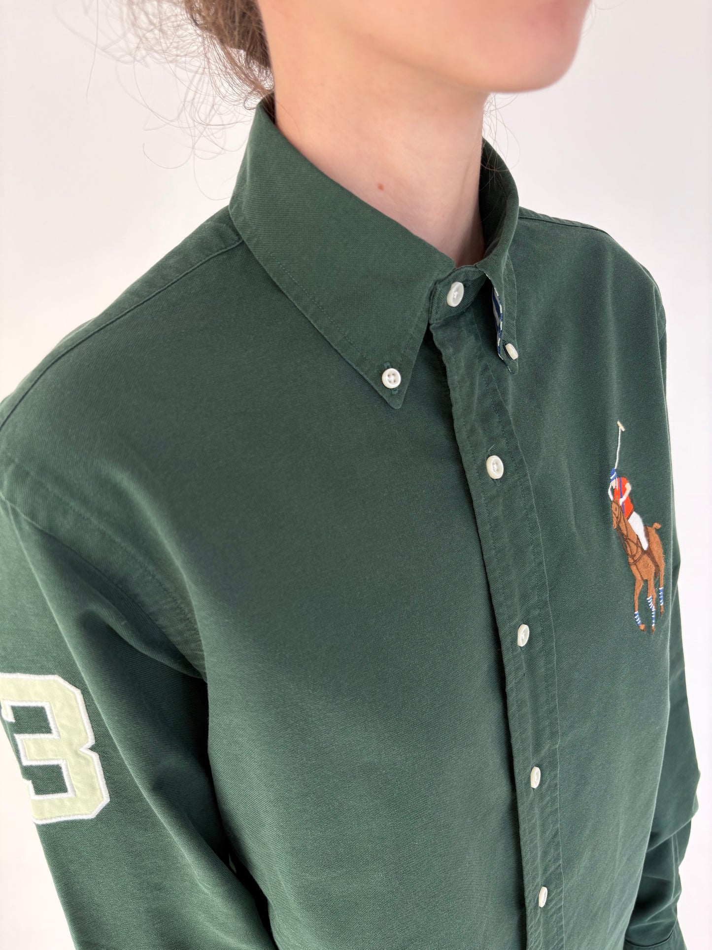 Cămașa sport Ralph Lauren din poplin gros de bumbac forest green