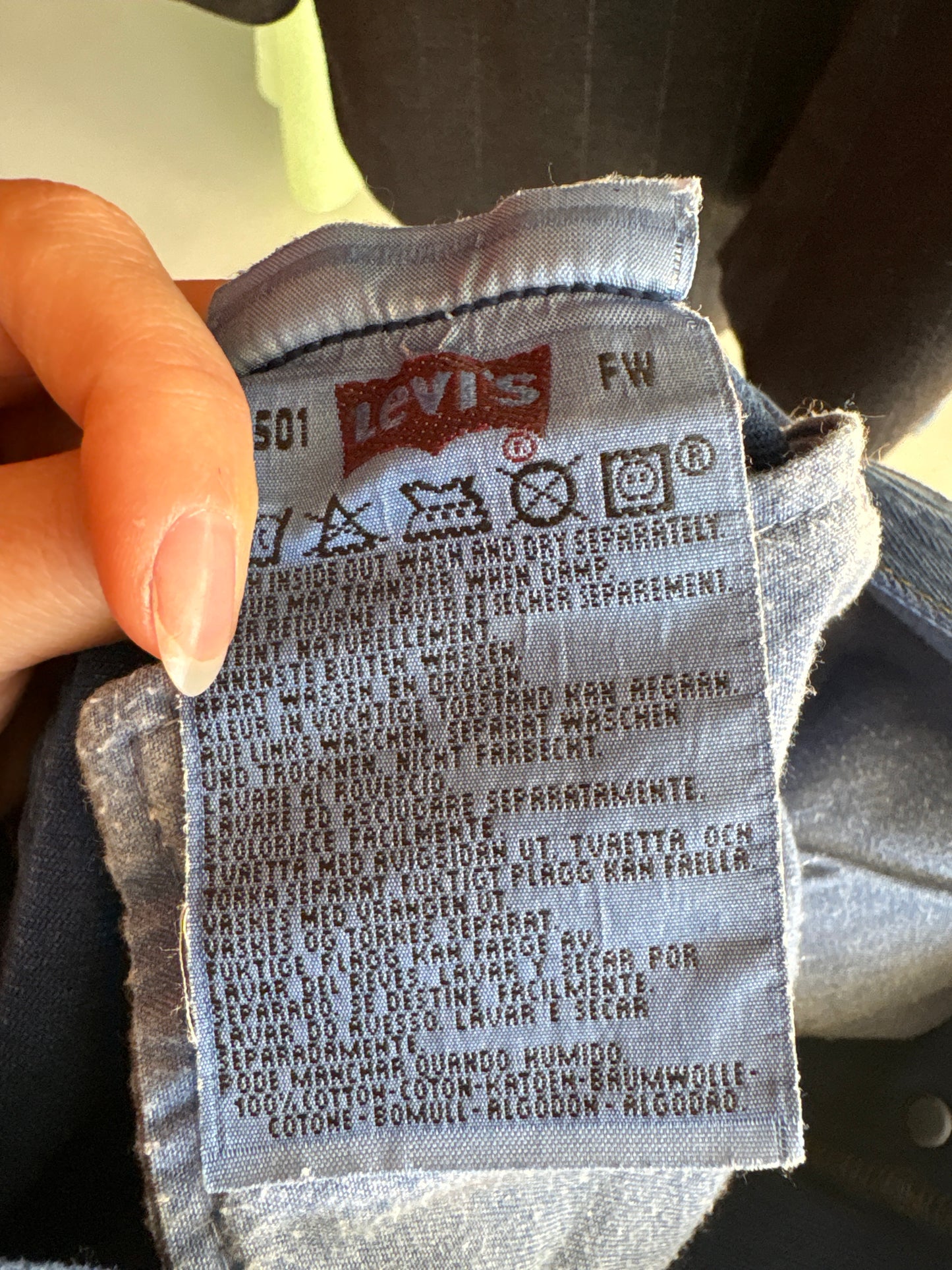 Jeans vintage Levi’s 501 tall indigo wash din jeans gros