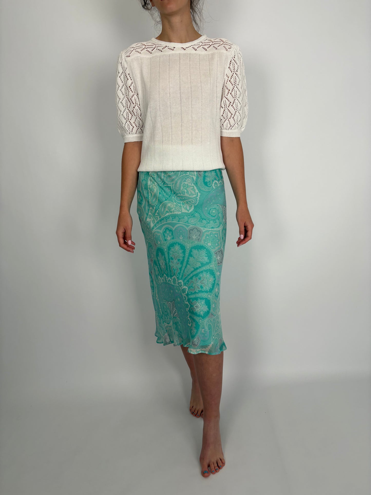 Fustă de brand luxury plus size Marina Rinaldi cu print paisley