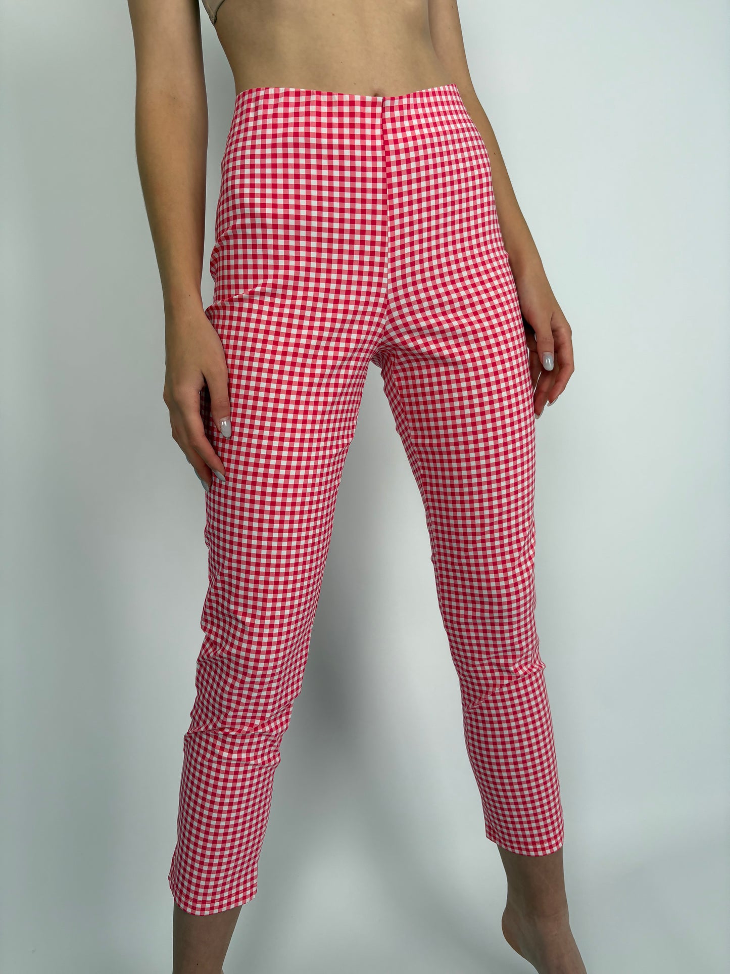 Pantaloni petite gingham modelatori