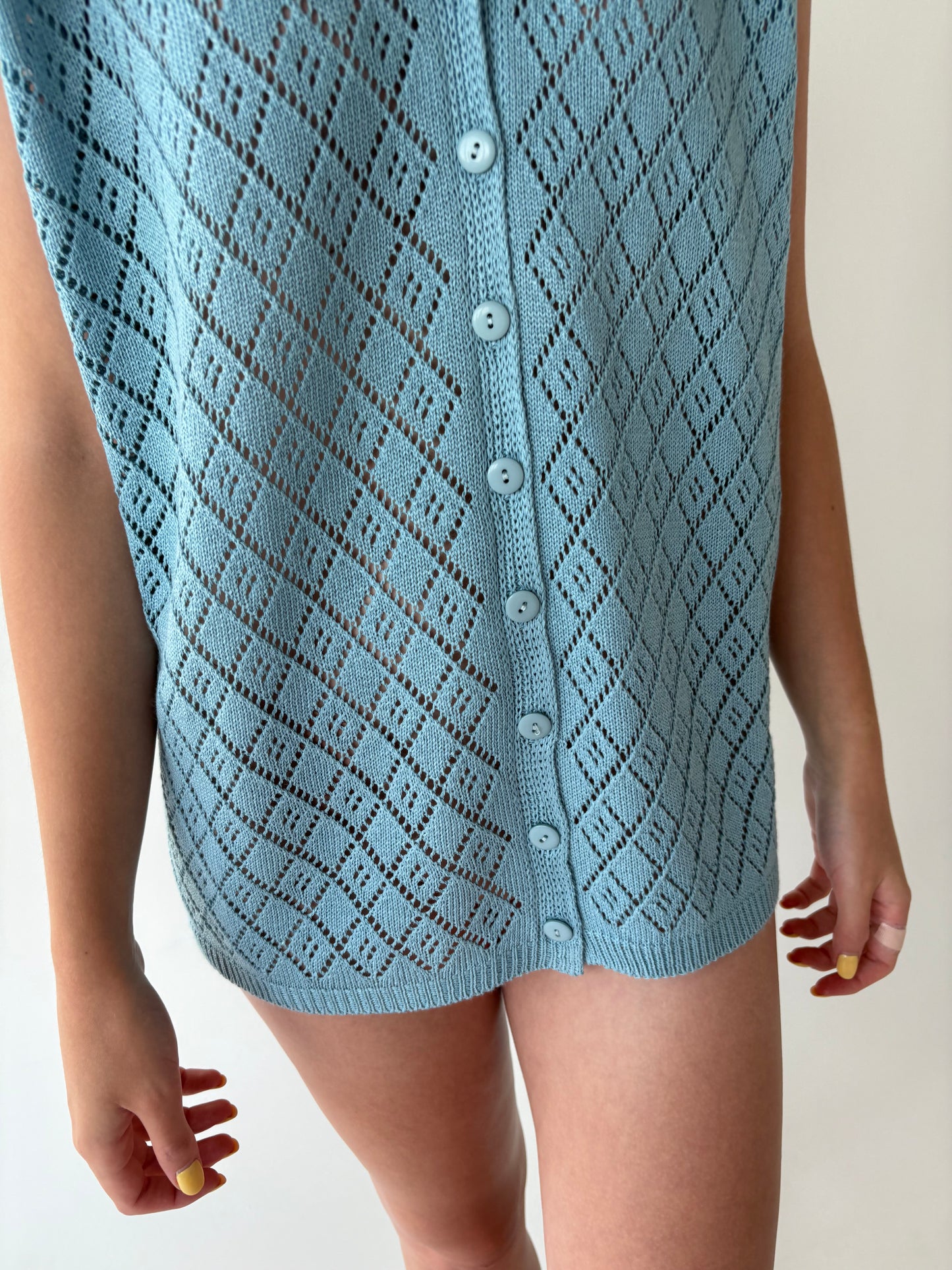 Top vintage italian dantelat baby blue