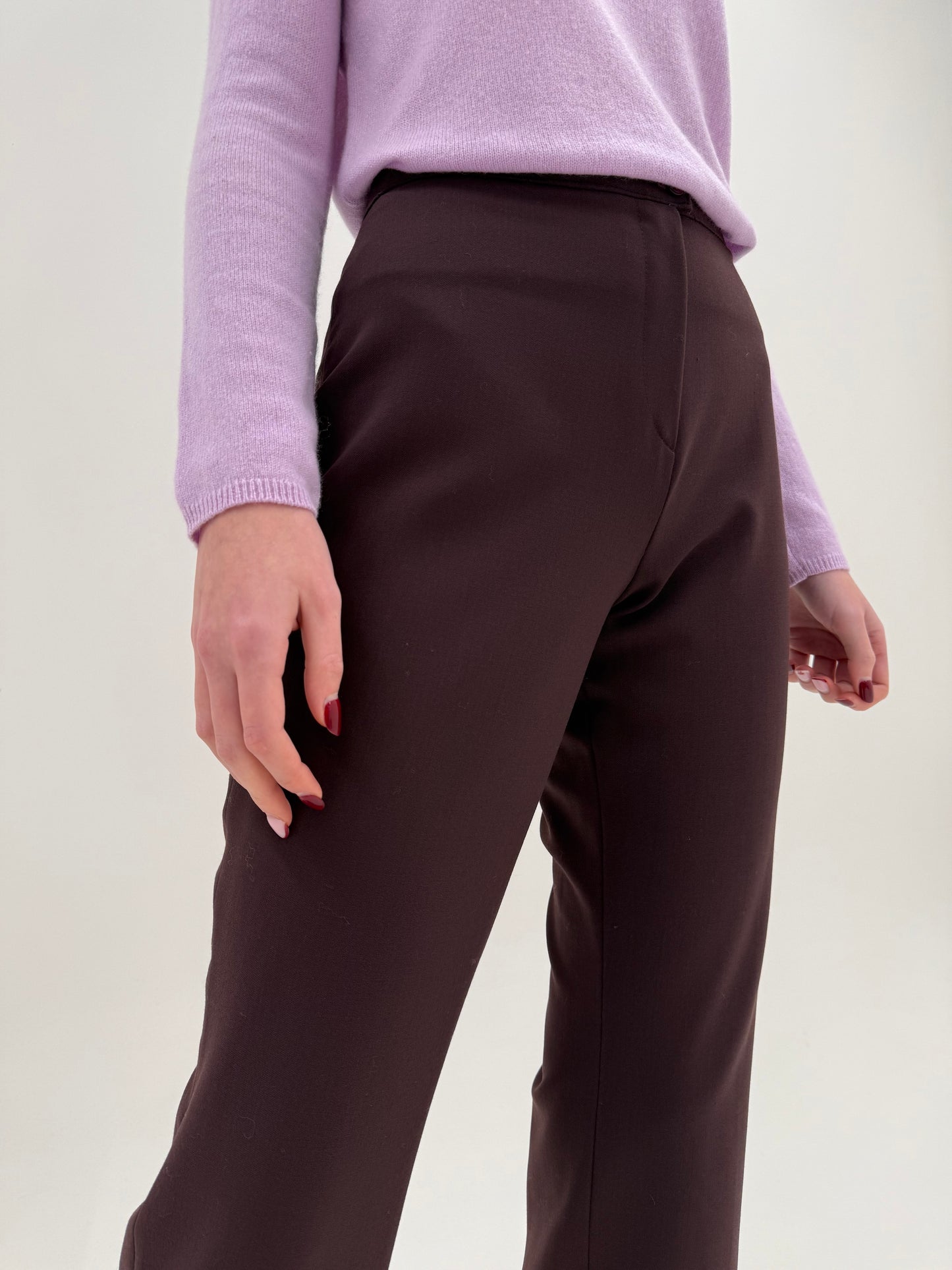 Pantaloni din lana extrafina confort espresso brown