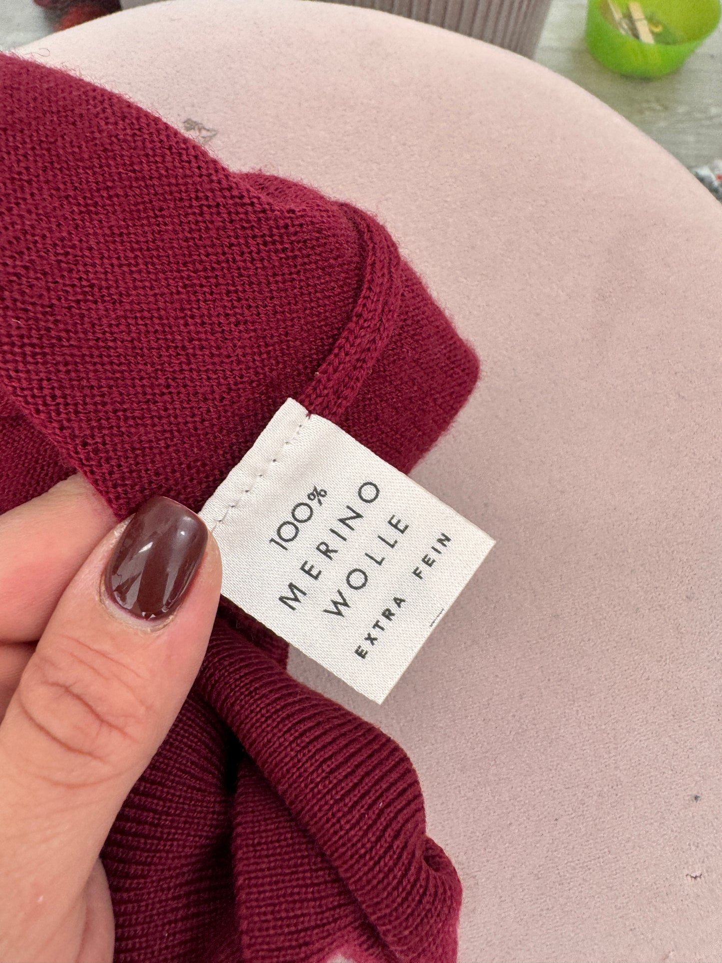 Maleta burgundy tall din lana merino extrafina