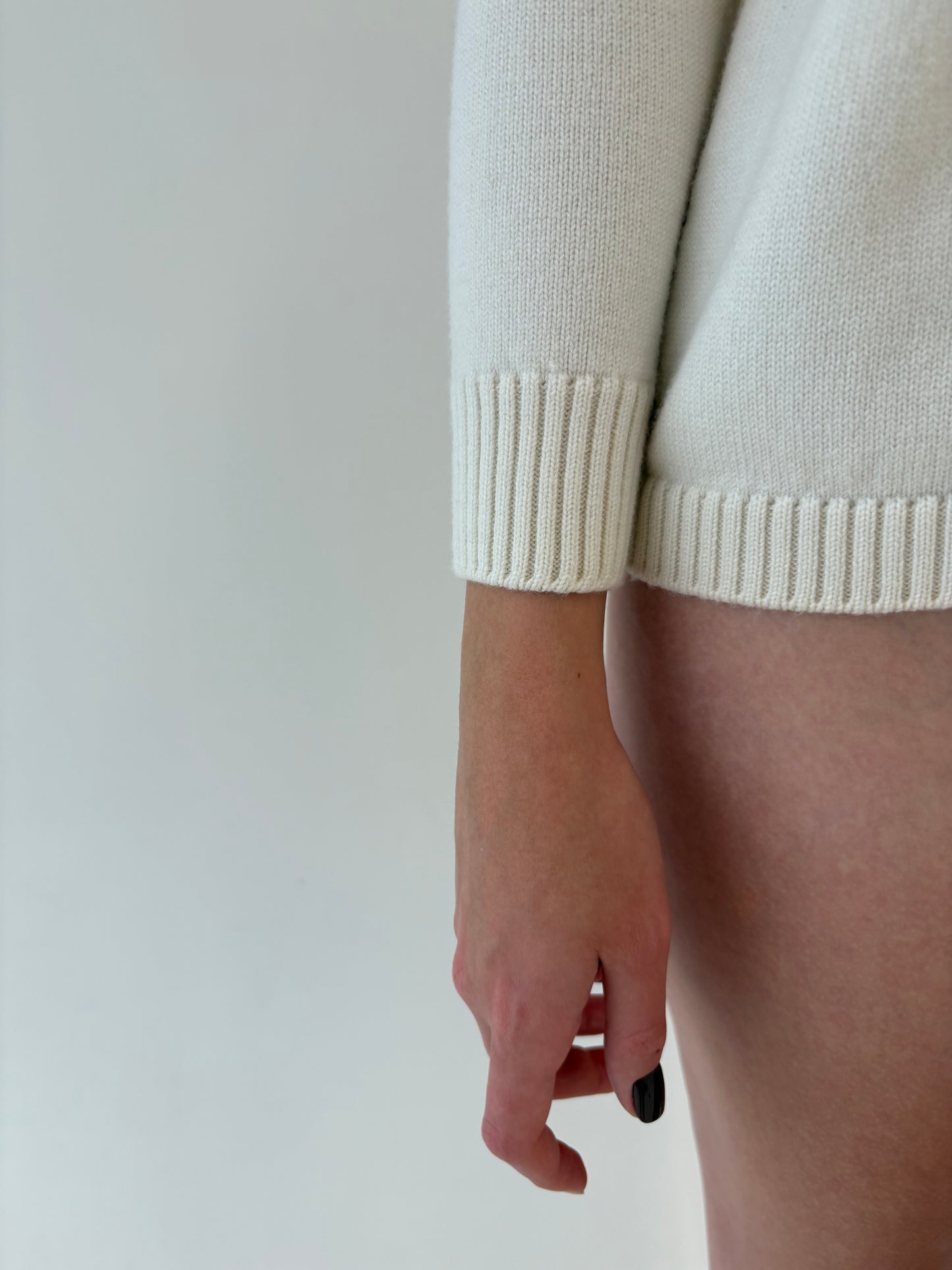 Cardigan vintage excepțional butter white din lana merino de gramaj mare
