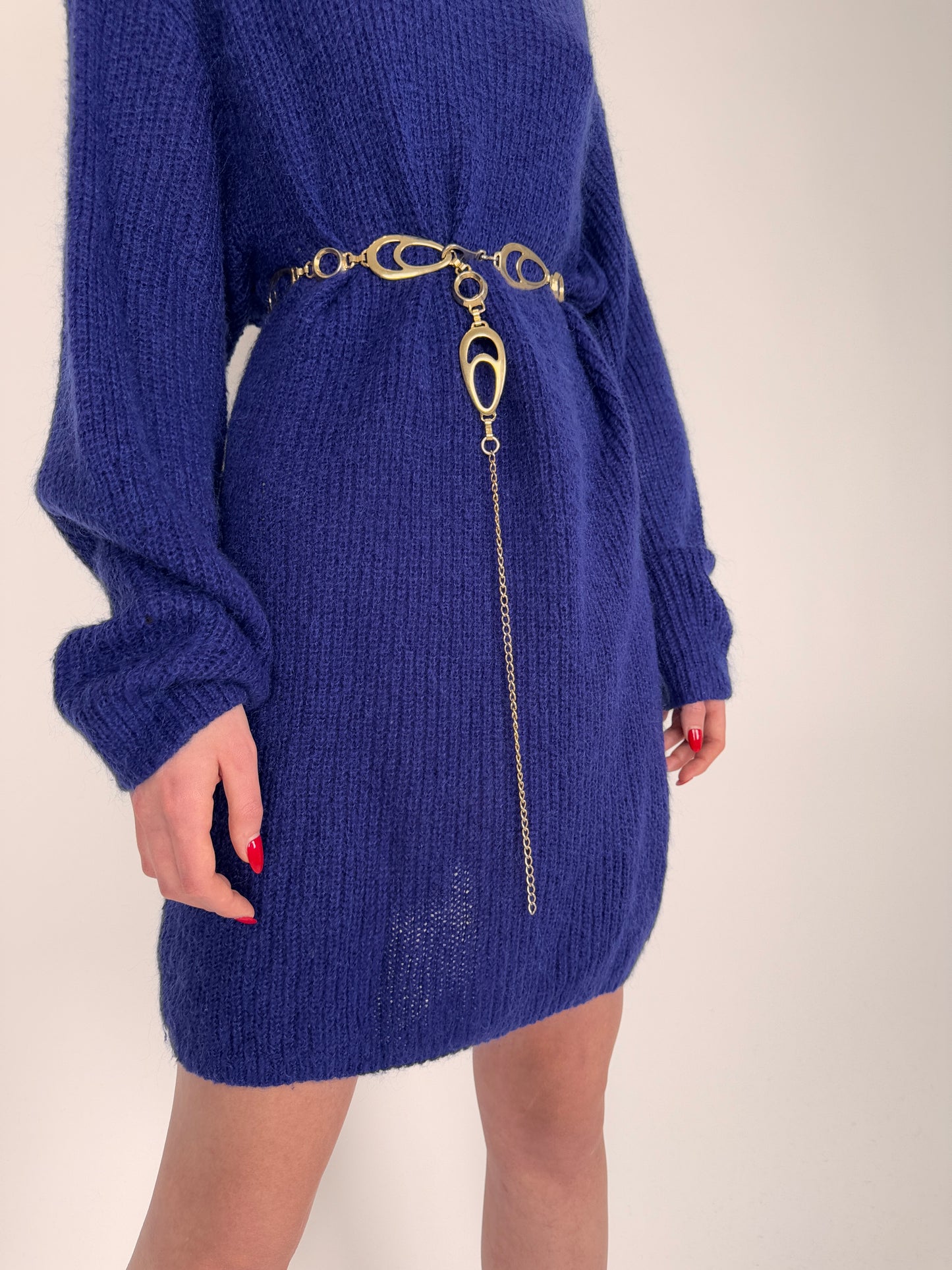 Rochie tip Maleta nashville blue din mix extrafin de lana și baby mohair