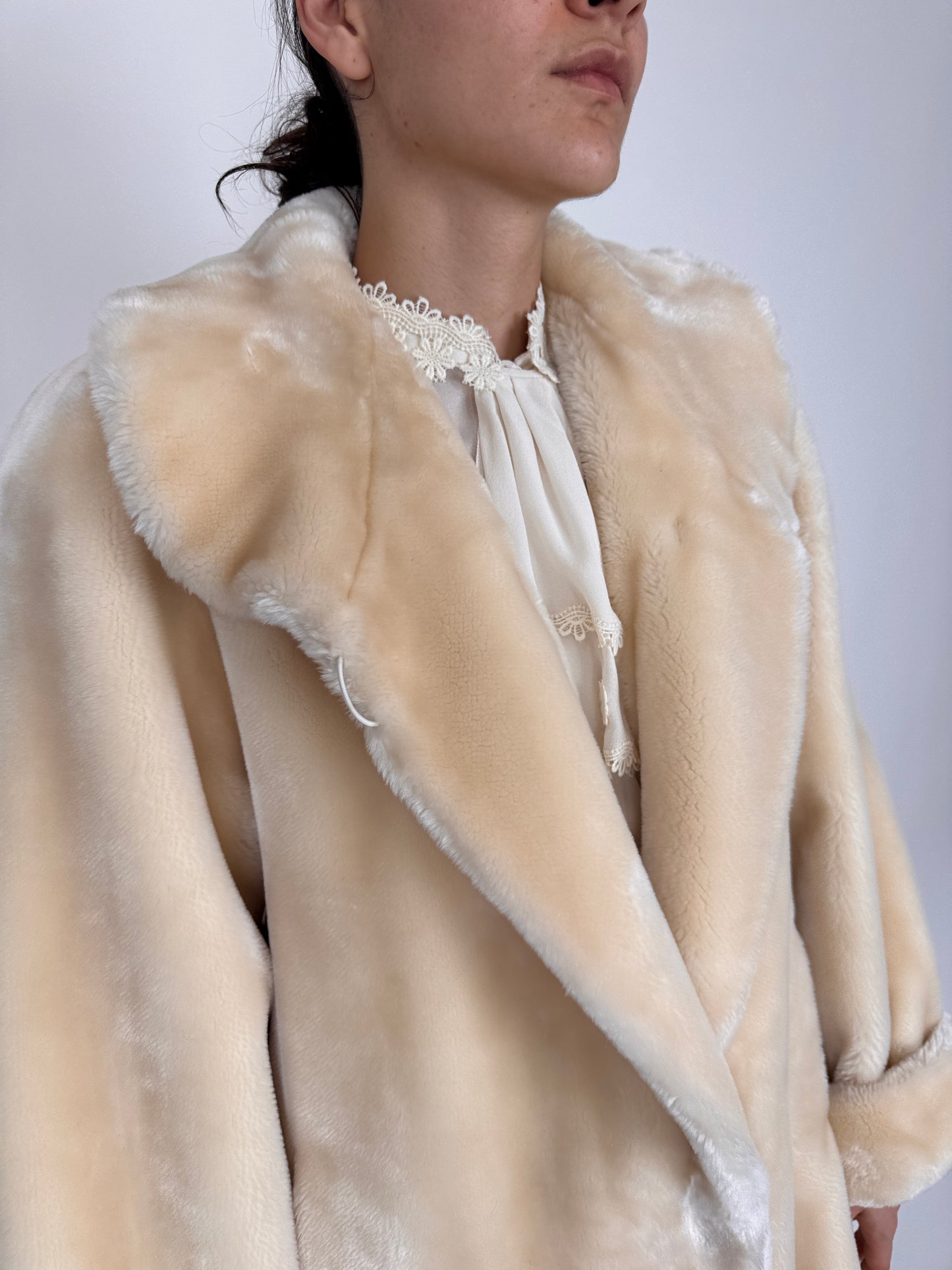 Teddy coat buttery nude italian excepțional