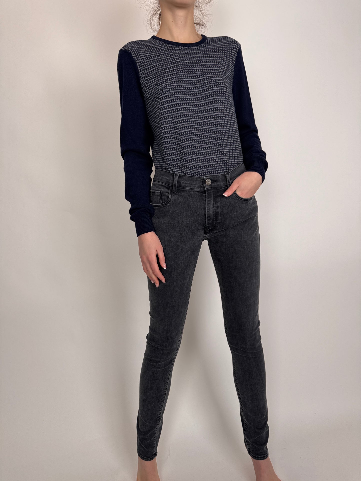Jeanși luxury Trussardi tall din bumbac modelator