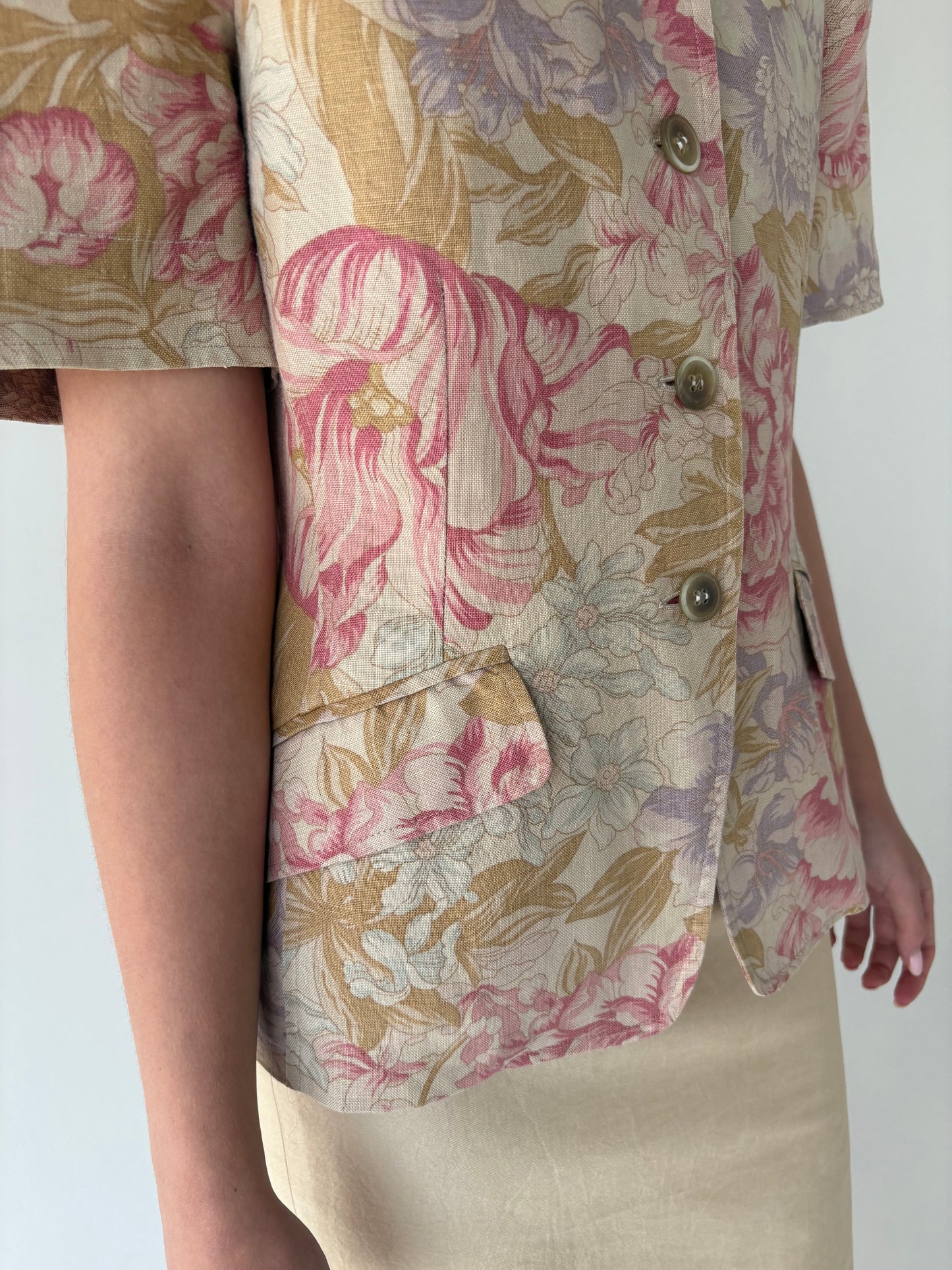 Sacou luxury Marella by Max Mara ușor cambrat din in cu print floral