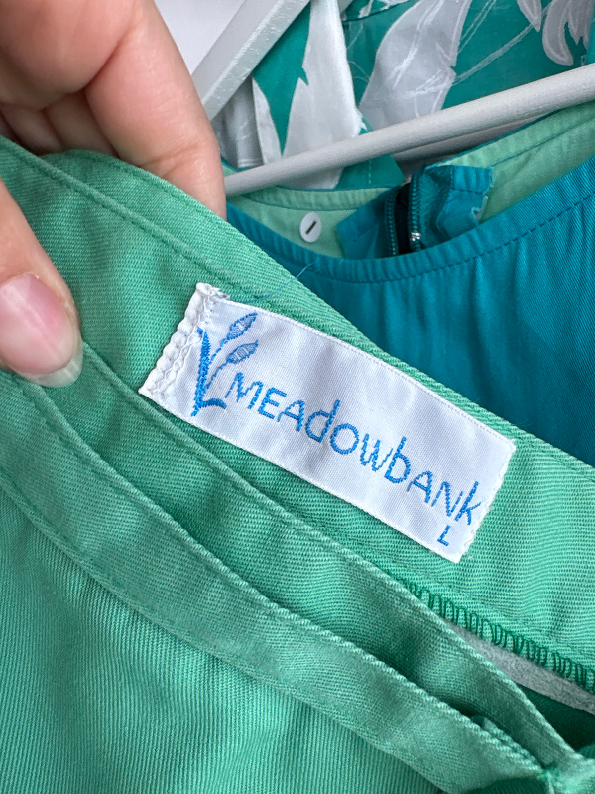 Fustă vintage petrecută mint green cu influențe casual din canvas de bumbac
