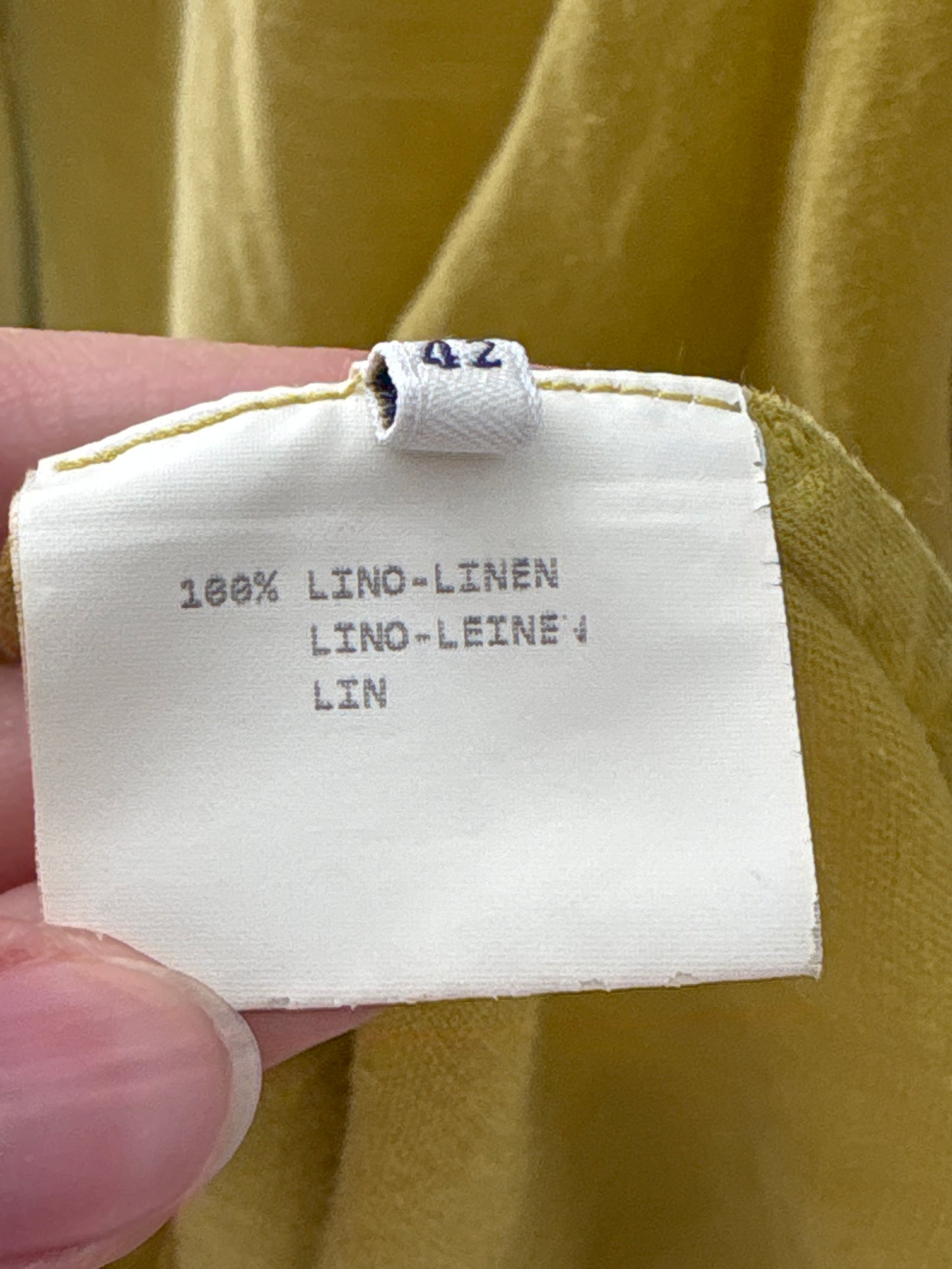 Rochie italiană chartreuse din in premium cu buzunare în croi minimalist