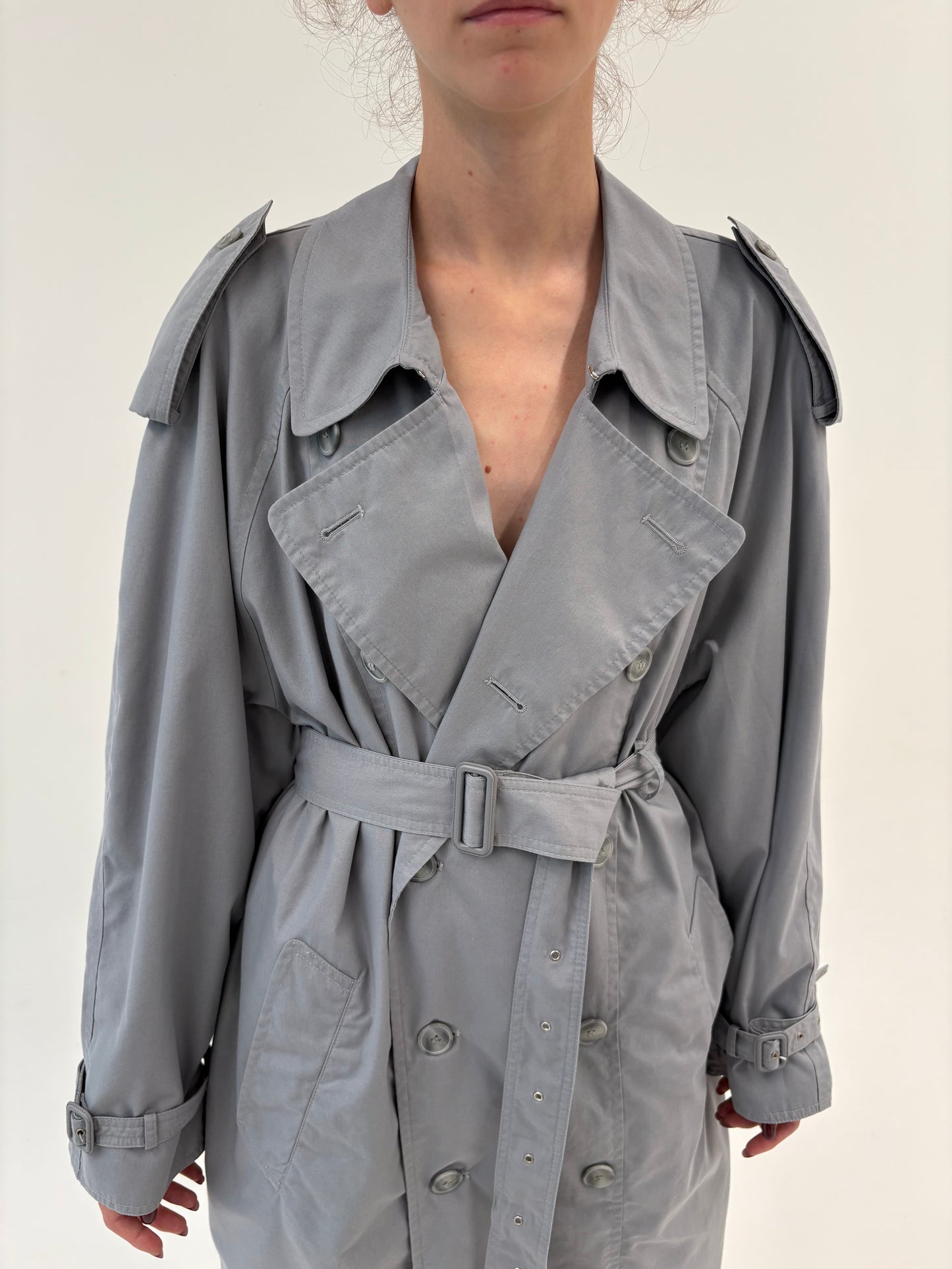 Trench vintage impermeabil cu talie marcată reglabilă