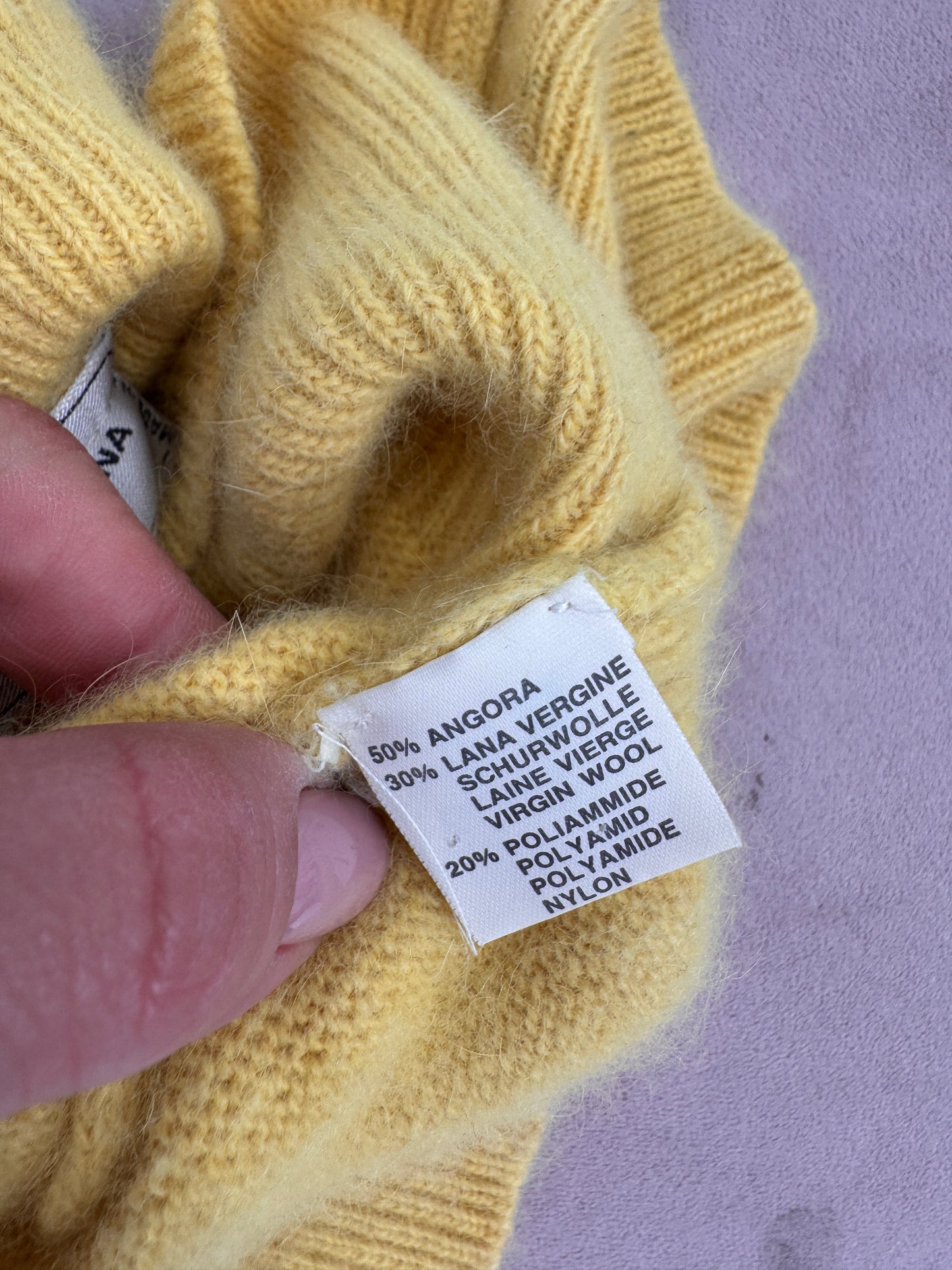 Maleta italiană corn yellow din lana extrafina și Angora