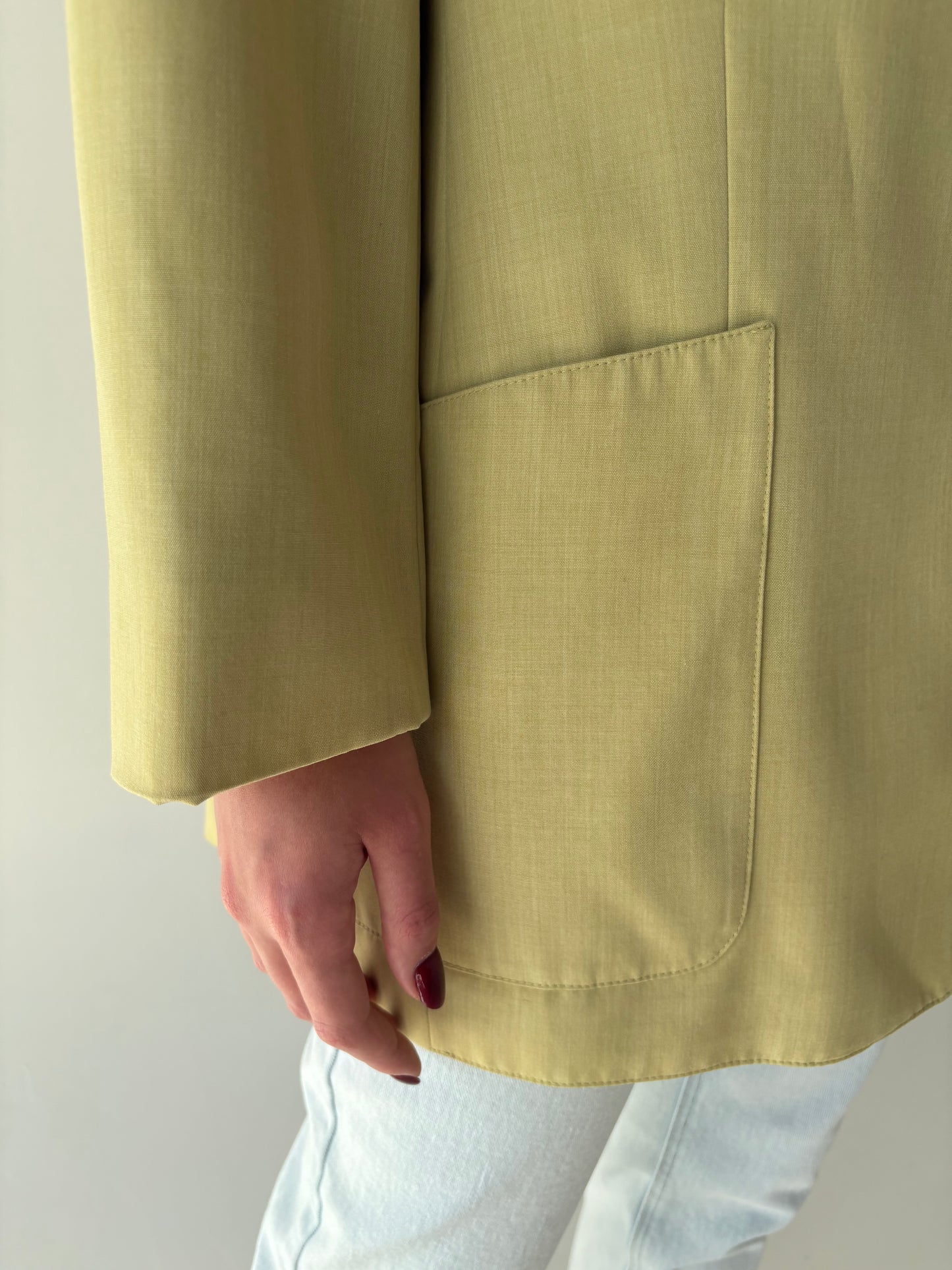 Sacou vintage seaweed green din stofita extrafina de lana