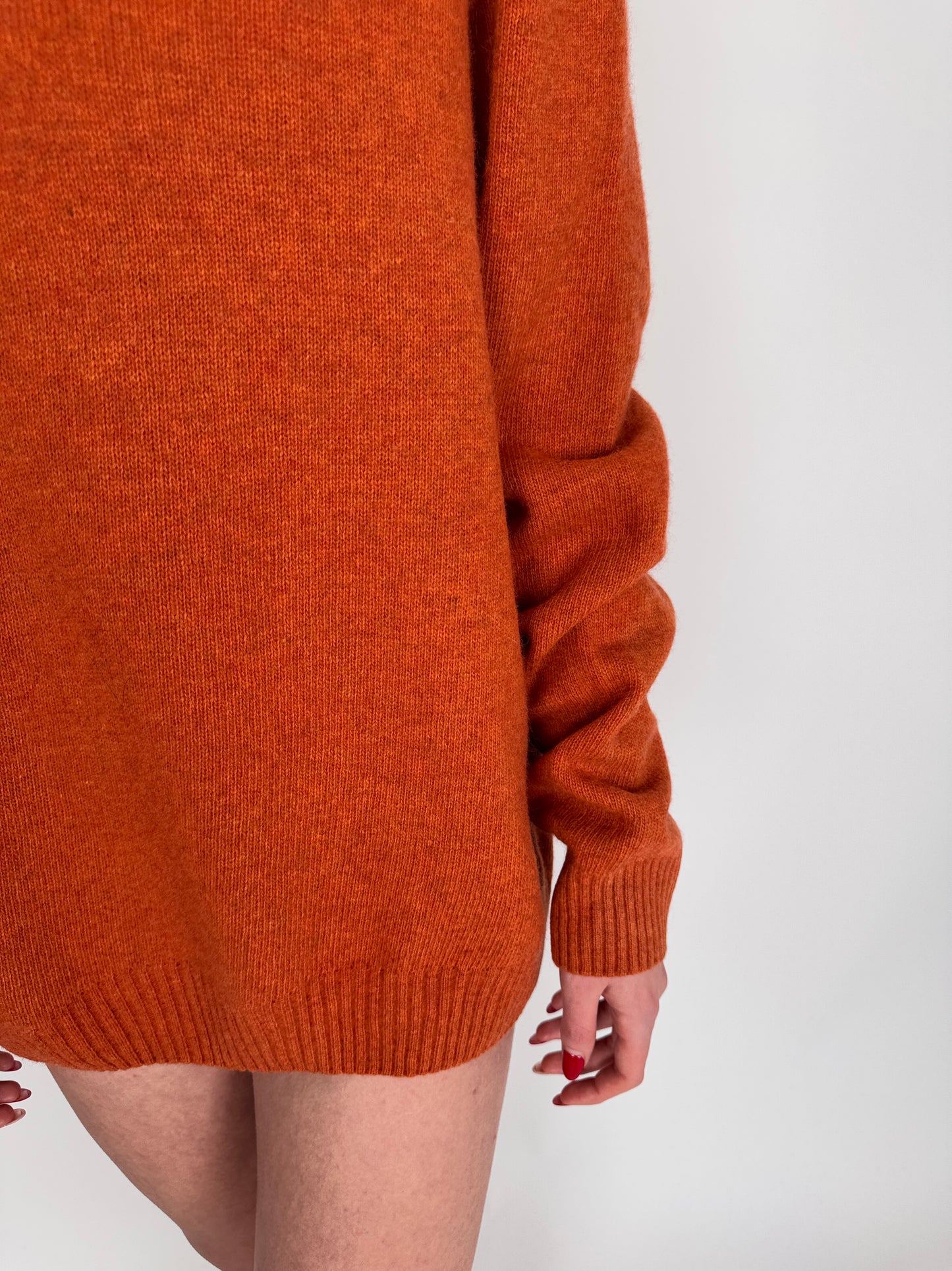 Maleta tall rust orange italiană 70% lana extrafina de gramaj mare
