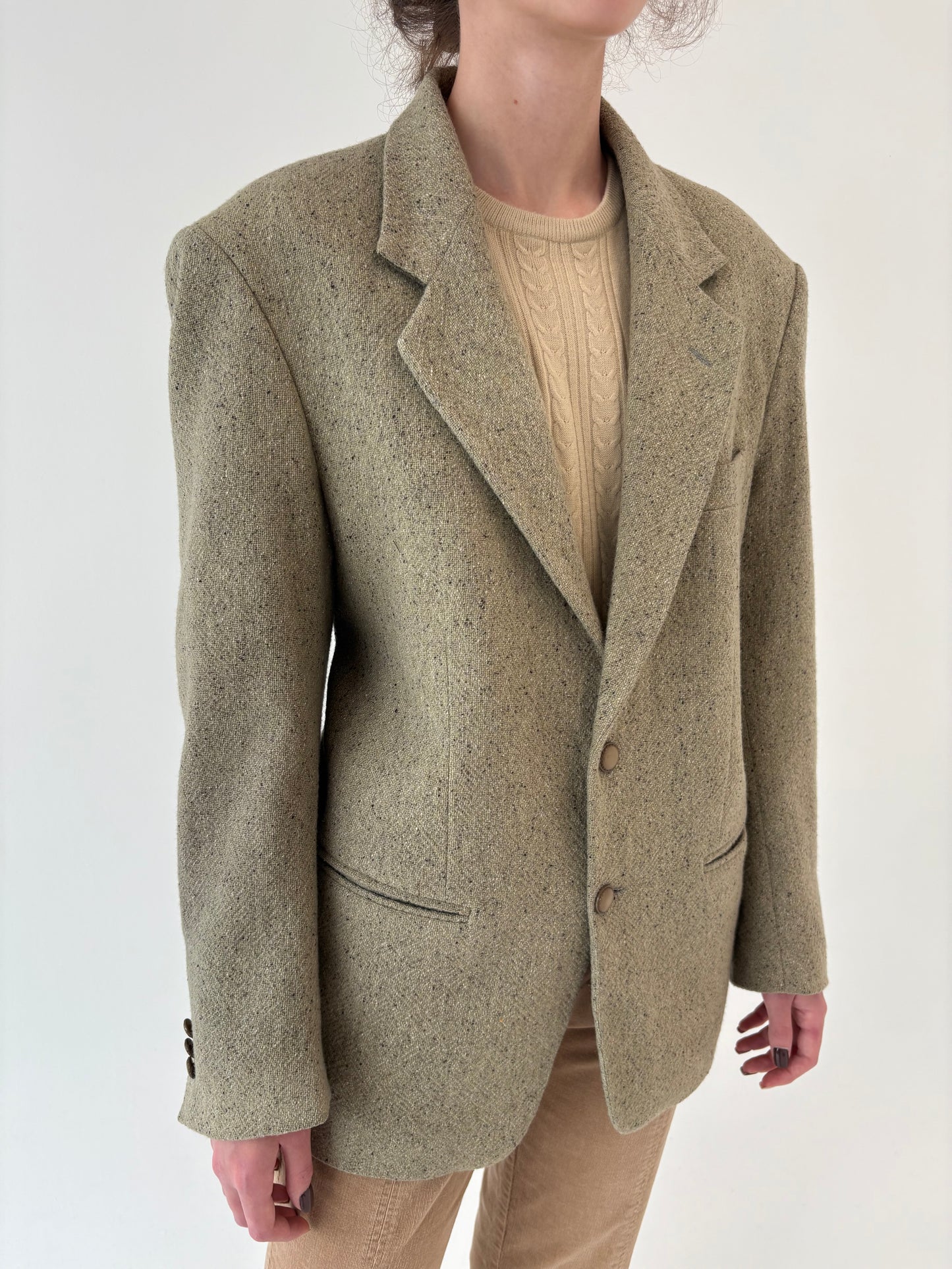 Sacou camel italian din tweed excepțional de lana