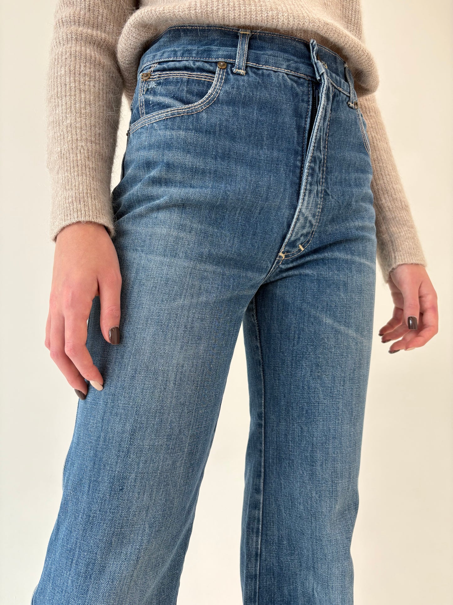 Jeans vintage tall evazați cu talie ultra înaltă classic wash